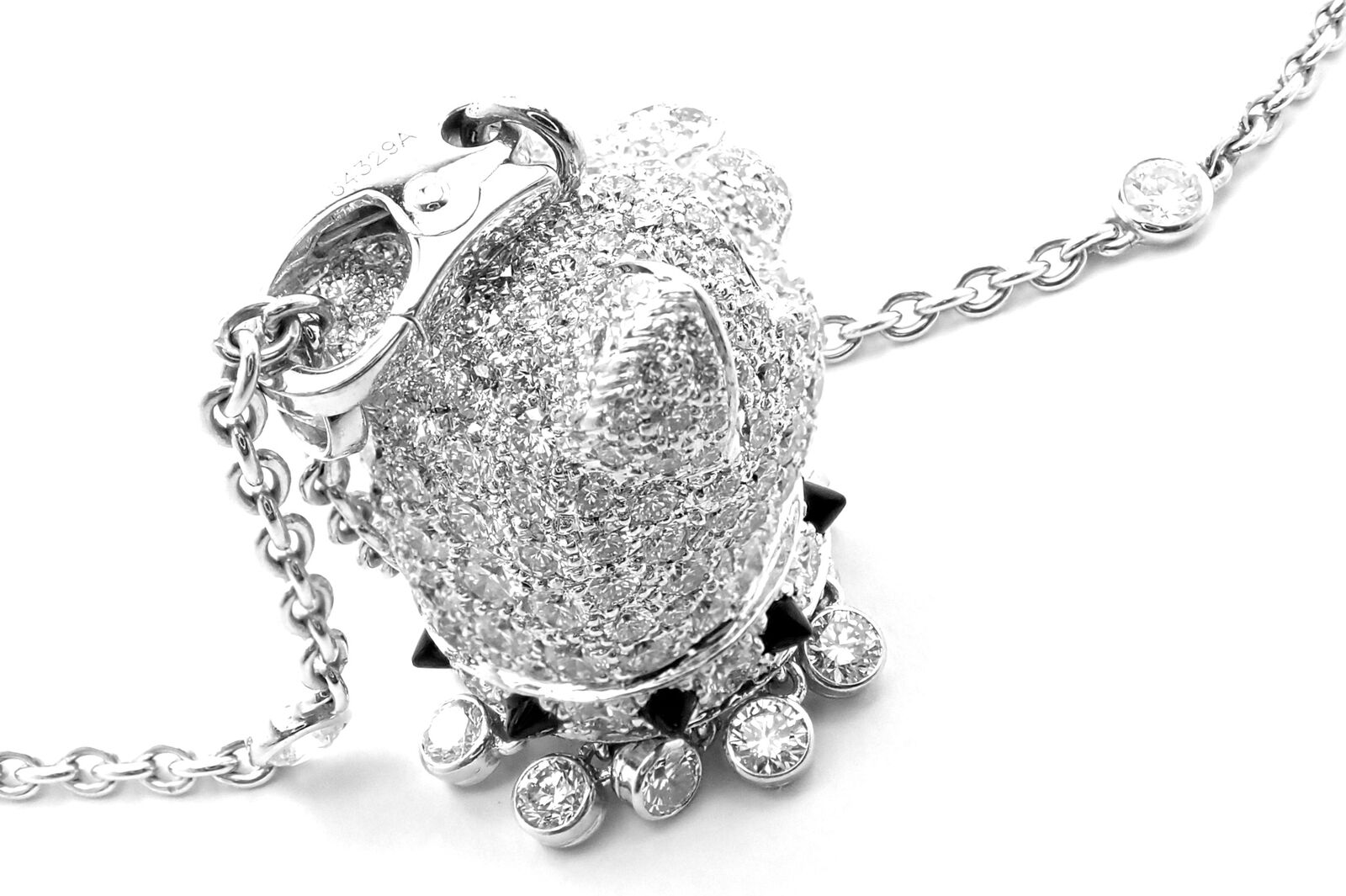 Authentic Cartier Panther 18k White Gold Diamond Emerald Onyx Pendant Necklace - Luxury Jewelry Gift for Women, Perfect for Weddings & Special Occasions