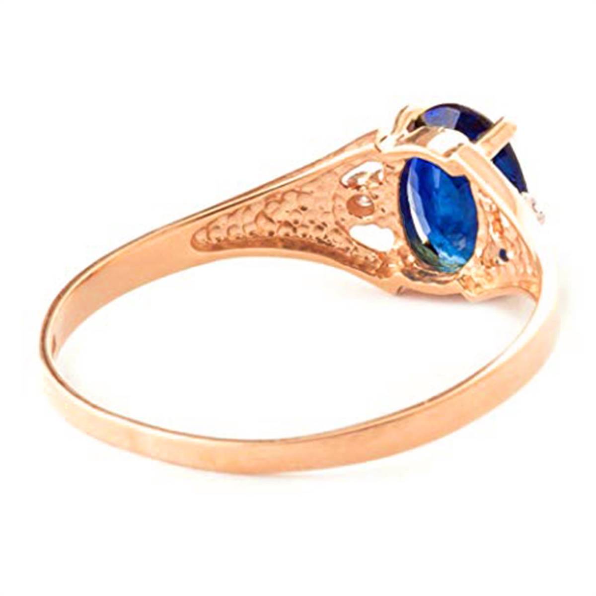 1.26 Carat 14K Solid Rose Gold Ring with Natural Diamond & Sapphire - Elegant Engagement, Anniversary or Gift Jewelry for Women
