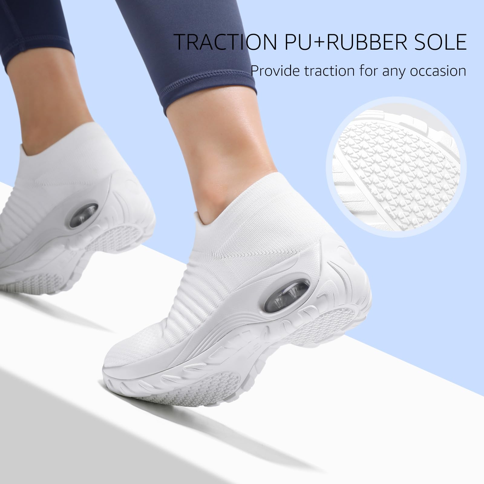 STQ Women's Slip-On Walking Shoes - Breathable Non-Slip Work Sneakers with Air Cushion & Arch Support - Comfortable Orthopedic Shoes for Nurses, Waitresses & All-Day Wear