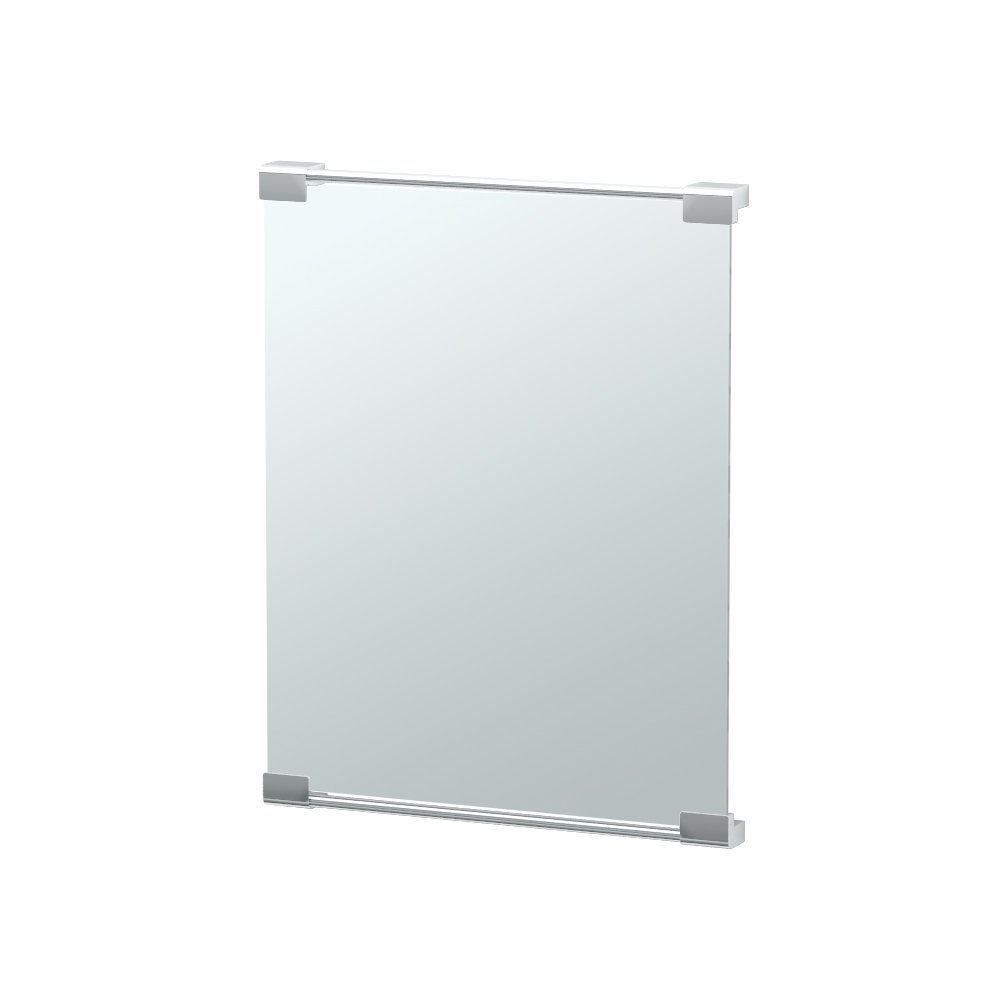 Gatco 1523 Chrome Fixed Mount Wall Mirror 24 Inch - Elegant Bathroom Vanity Mirror for Home Decor & Makeup Application