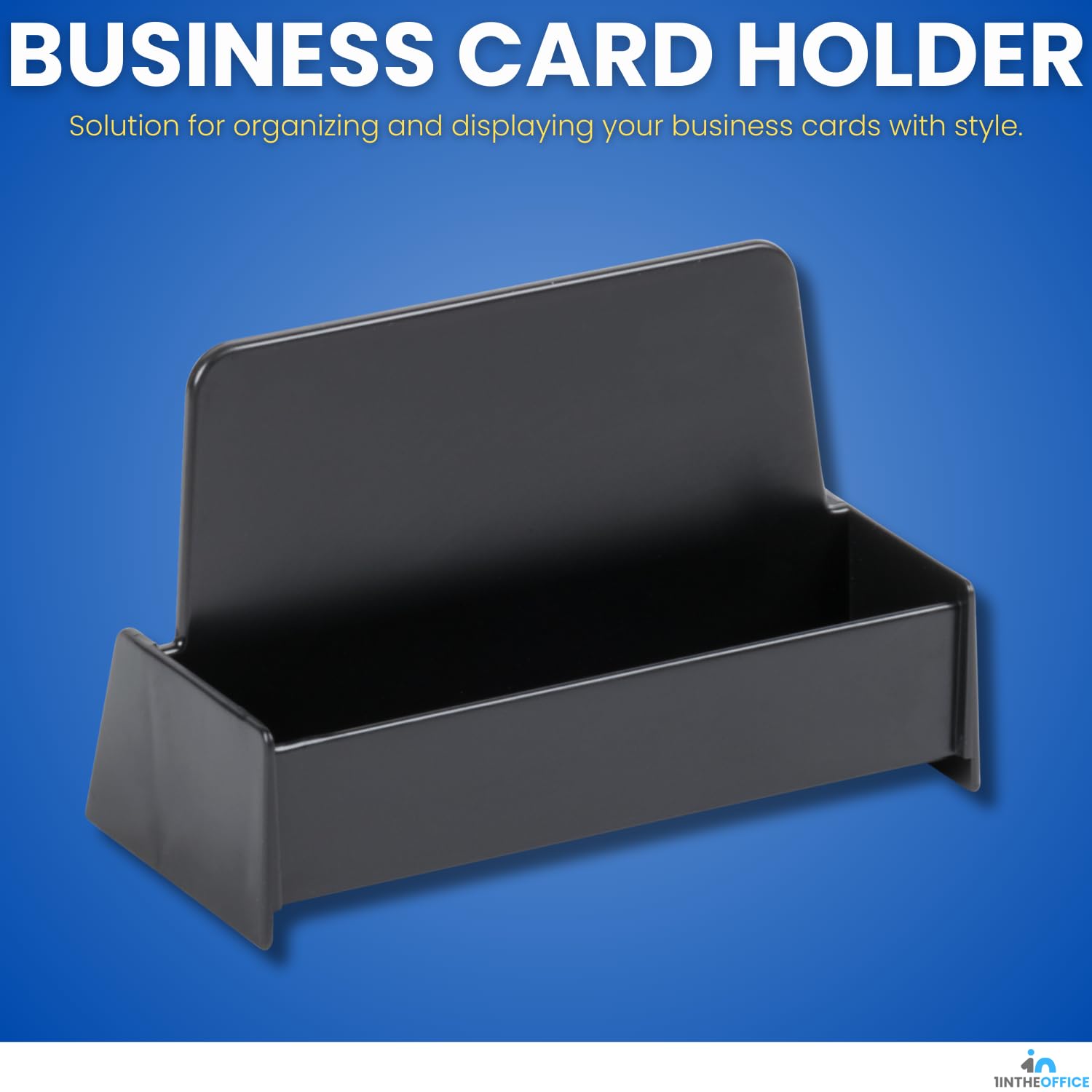 Black Plastic Business Card Holder 2-Pack for Office Desk Display