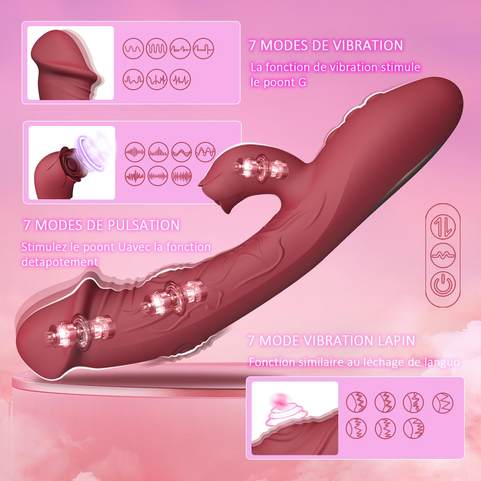 Godemichets Remote Control Vibrating Strap-On Dildo for Couples - Powerful Clitoral Stimulator & Thrusting Massager - Hands-Free Wearable Sex Toy for Women - Long Distance Play, BDSM, Couples Fun & Solo Pleasure