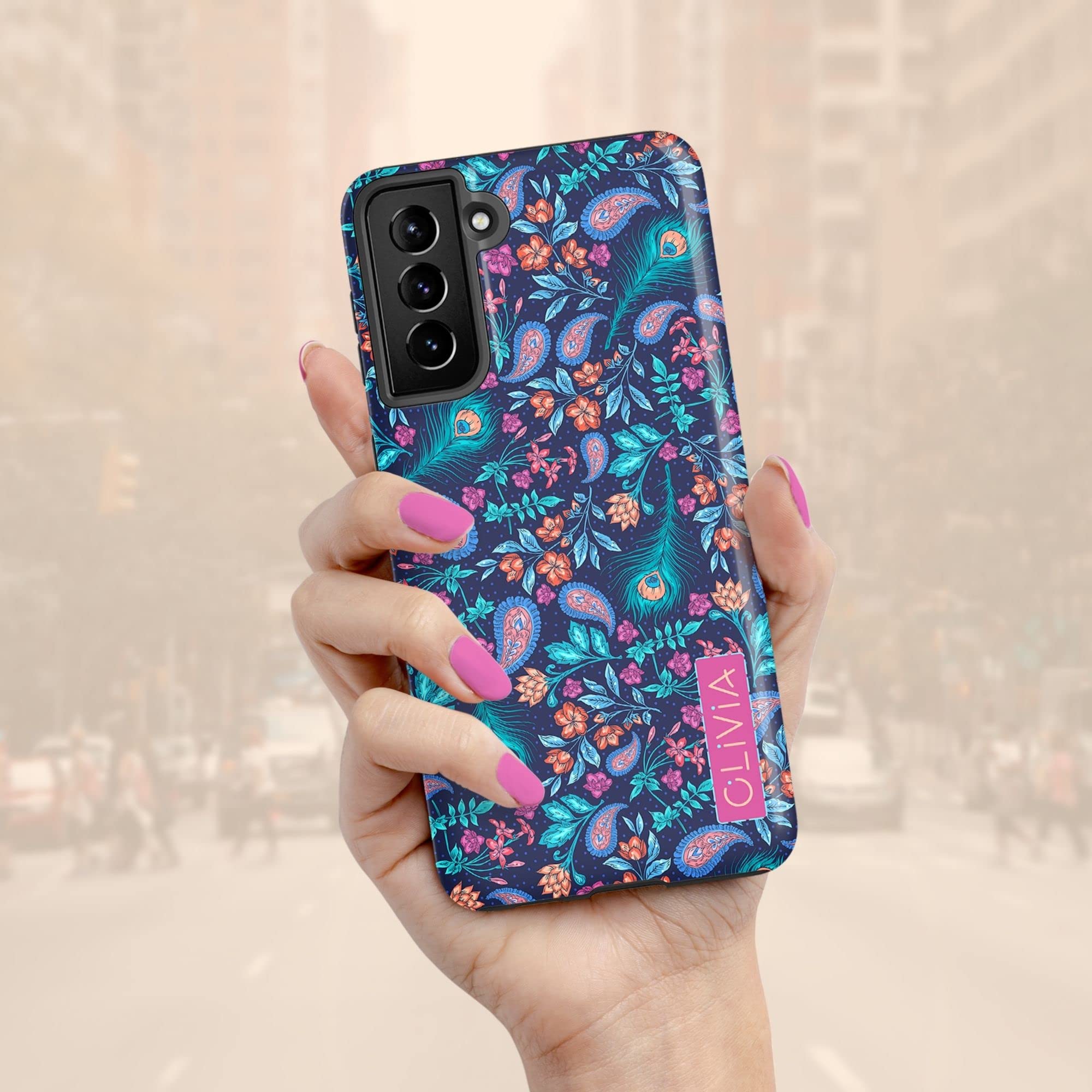Custom Paisley Floral Peacock Feather Phone Case for Samsung Galaxy S25 Plus/S24 Ultra/S23/S22/S21/S20/S10/S9/S8/Note 20/10 - Stylish Purple Protective Cover for Everyday Use & Special Occasions