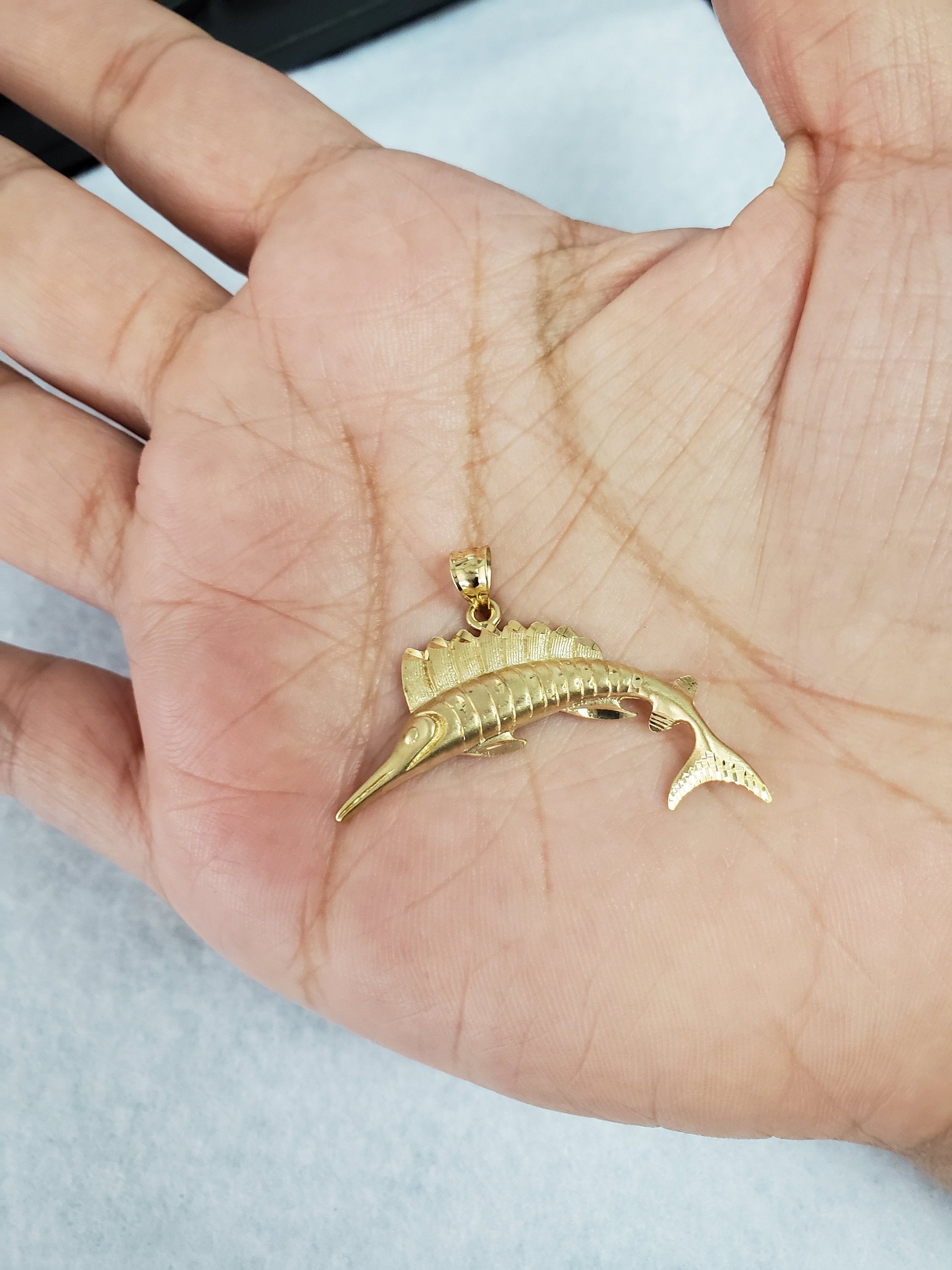 Exquisite Marlin Fish Charm Pendant with Diamond Cuts - Perfect for Necklaces, Bracelets & Jewelry Making | Unique Ocean-Themed Gift for Beach Lovers & Anglers