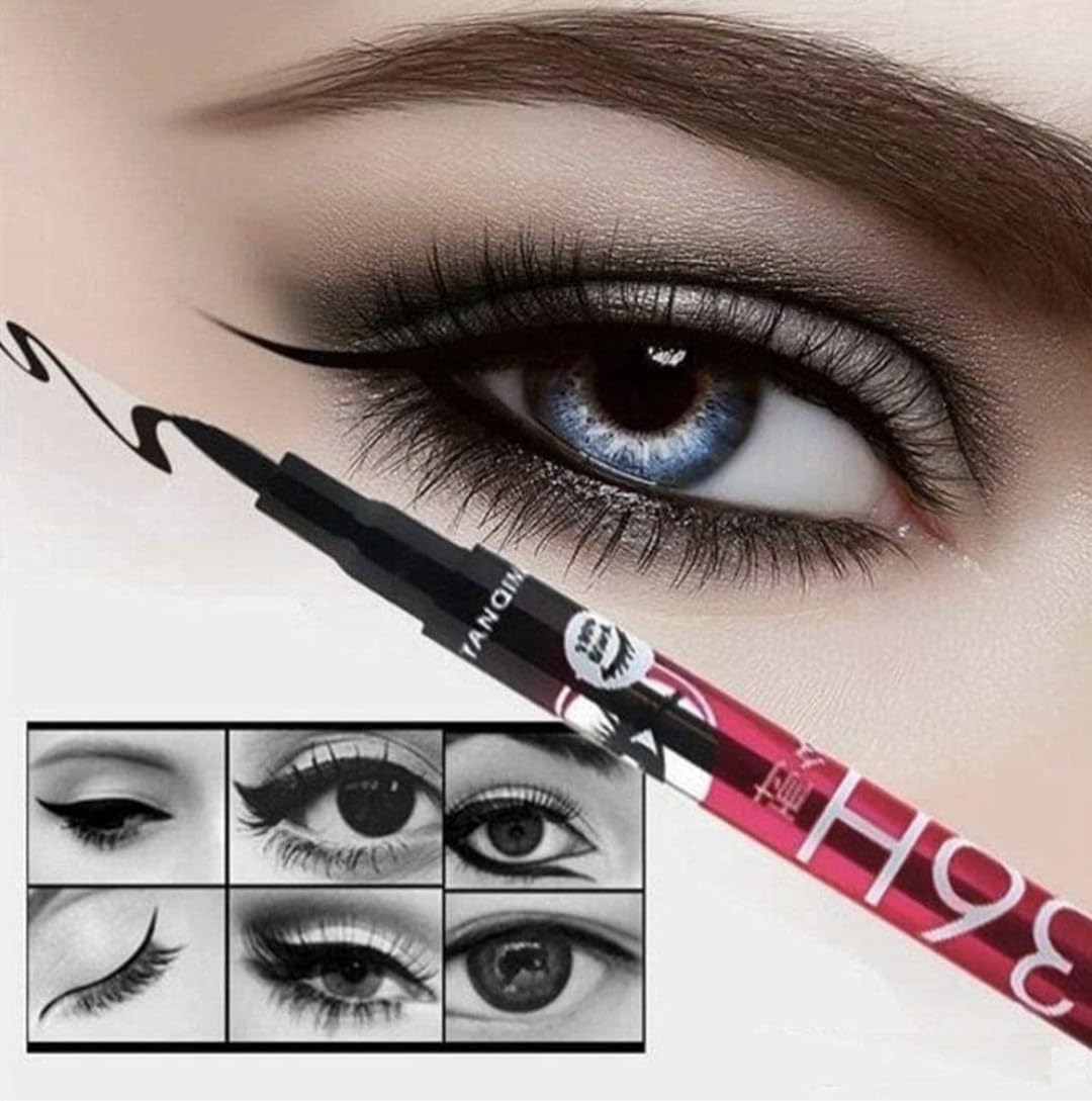 36H Long-Lasting Waterproof Black Eyeliner Pencil - Smudge-Proof & Ultra-Pigmented (Pack of 4) for Professional Makeup, Party Looks & Everyday Wear
