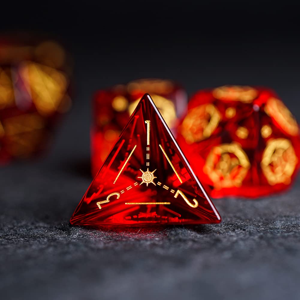 LANGWEI D&D Dungeons and Dragons Dice Set - 7-Piece Polyhedral RPG Dice in Stunning Red Garnet Color for Tabletop Games, TRPG, DND 5e | Perfect for Role Playing Adventures, Game Nights & Fantasy Board Games