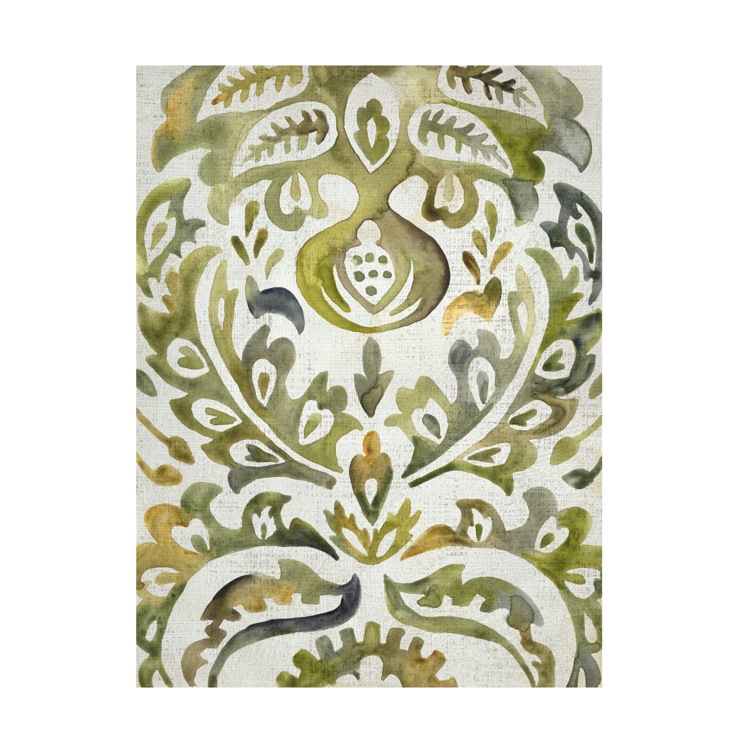 Trademark Fine Art 'Verdant Damask I' Canvas Wall Art by Chariklia Zarris - Modern Botanical Painting for Living Room, Bedroom & Office Decor