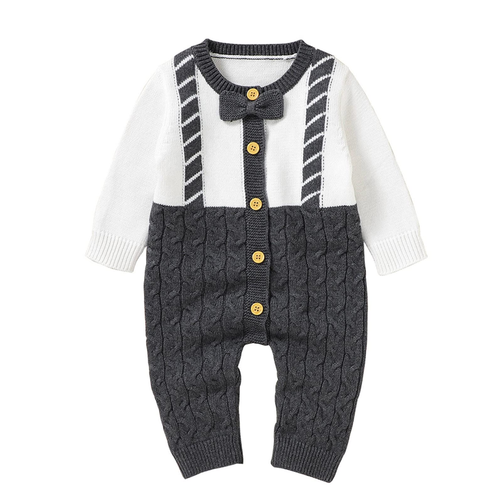 Egmy Newborn Baby Knit Romper - Soft Cotton Long Sleeve Jumpsuit for Boys & Girls (1-Pack, Tan Hoodie) - Perfect for Winter Outfits, Photo Shoots & Cozy Home Wear
