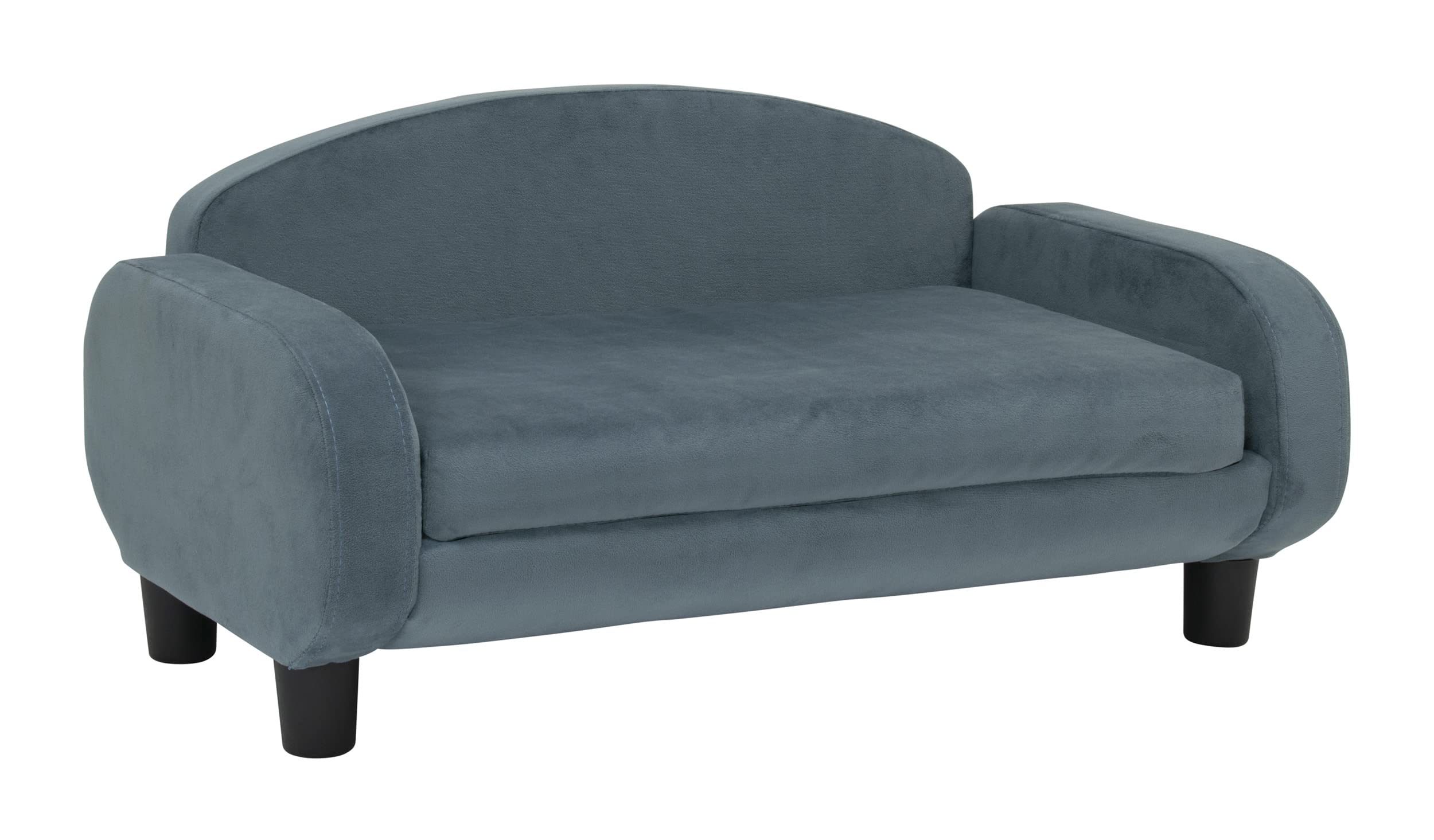 Paws & Purrs Modern Pet Sofa - 31.5 Inch Wide Low Back Dog Cat Bed with Removable Washable Cover (Espresso/Cornflower) - Cozy Lounge for Living Room, Bedroom & Pet Nursery