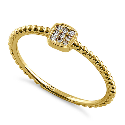 14K Solid Yellow Gold Modern Abstract Round Cubic Zirconia CZ Ring for Women - Elegant Statement Jewelry for Parties, Weddings & Everyday Wear