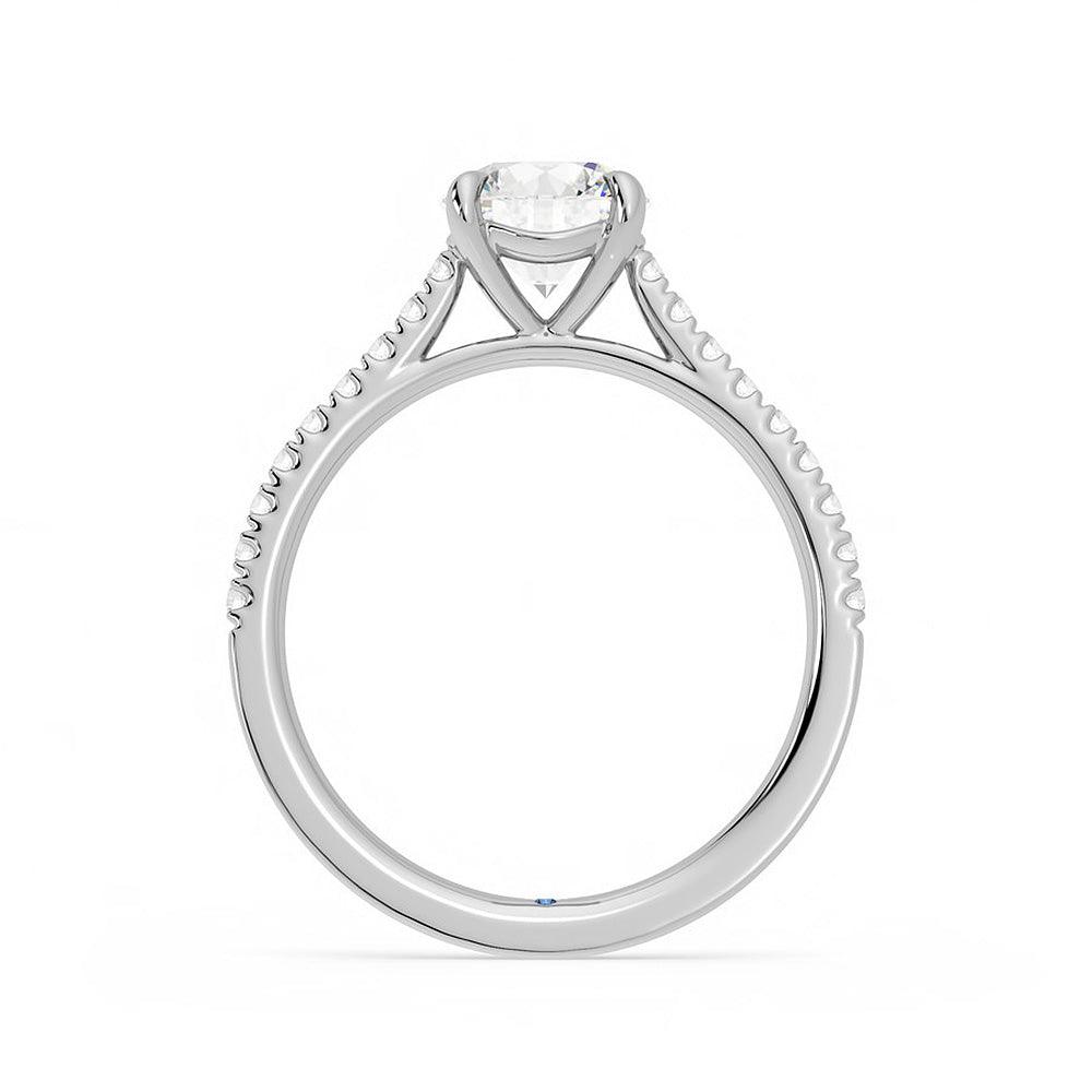 Round Moissanite Engagement Ring with Hidden Anniversary Stone & Pavé Accents - Perfect for Proposals, Weddings & Anniversary Gifts