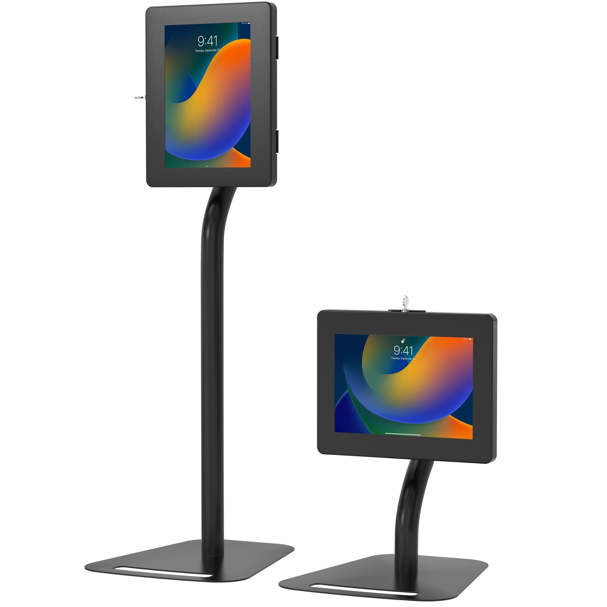 Premium Height-Adjustable Floor-to-Desk Security Kiosk for iPad 11 (A16), Pro 11-inch M4, Air 11-inch M3, iPad 10th Gen & Galaxy Tablets | Secure Tablet Stand for Retail, Office & Public Spaces | Model PAD-PARAFD
