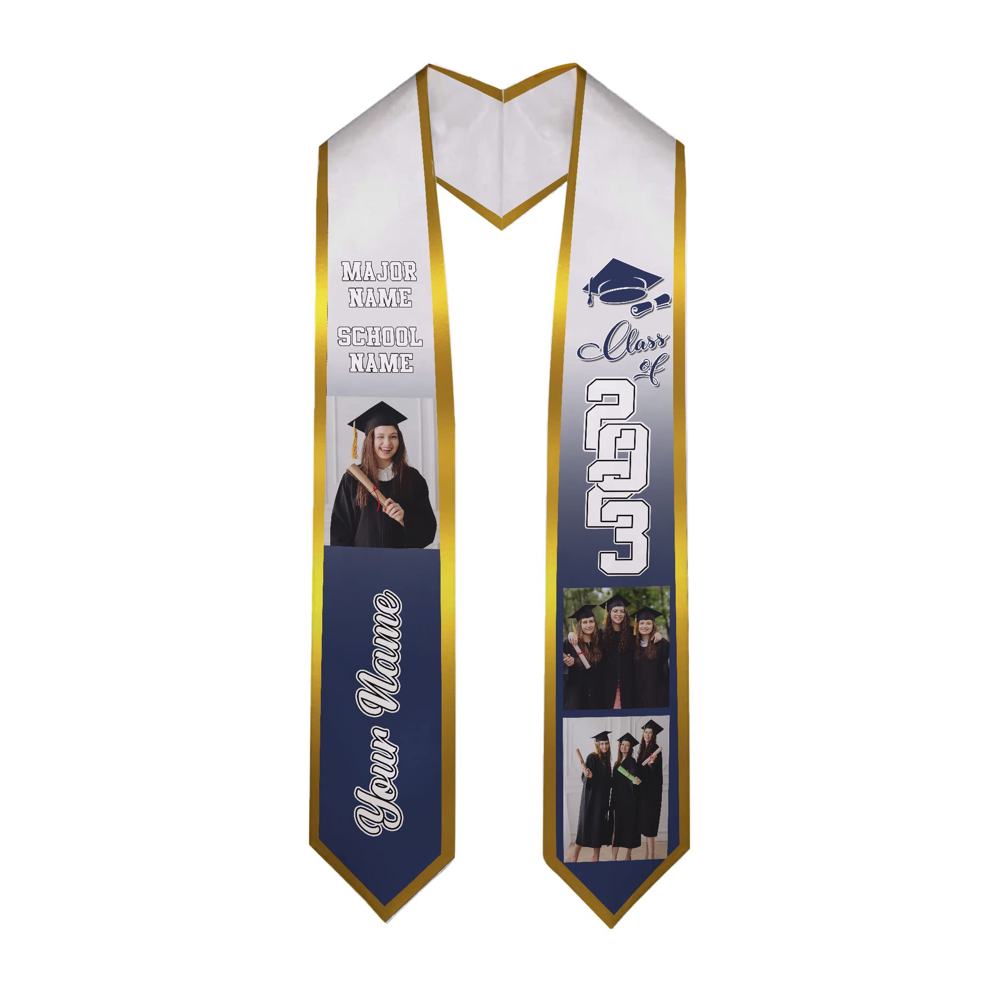 Custom Graduation Stole 2025 with Photo - Personalized Graduation Sash for High School & College - MDPrints Global - Perfect for Commencement Ceremonies & Graduation Photos