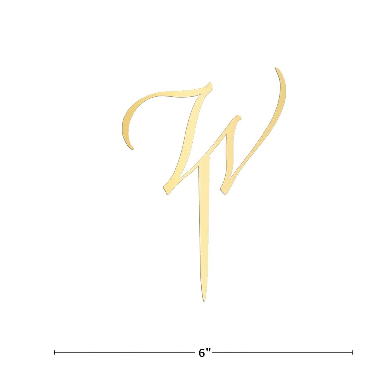 Personalized Acrylic Gold Glitter Letter W Cake Topper - Rustic Wedding, Anniversary, Engagement Party Decor - Perfect for Custom Cakes and Special Celebrations