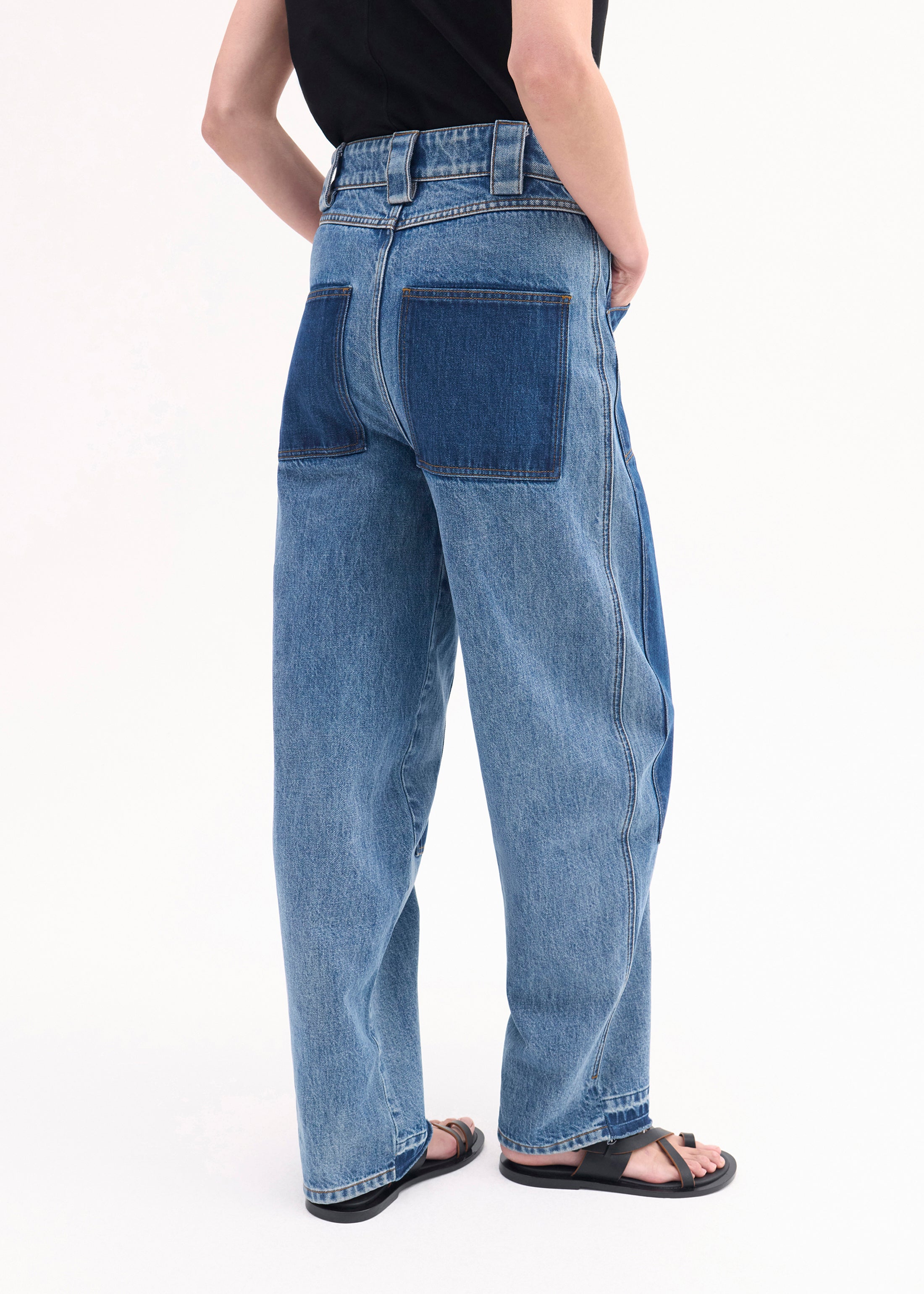 Stylish Patchwork Denim Pants in Indigo - Perfect for Casual Outfits & Boho Fashion