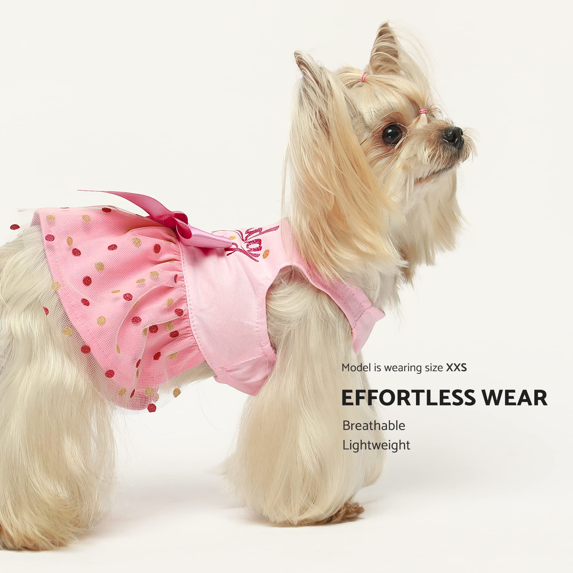 Fitwarm Pink Tulle Dog Dress for Small Dogs - Birthday & Party Outfit