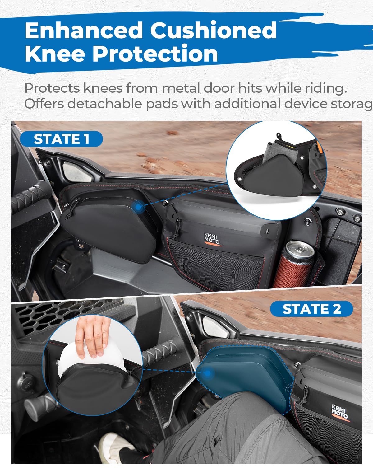 **KEMIMOTO TPU Fabric IPX6 Waterproof Side Door Bags for Polaris RZR XP 1000, Trail S 900, Turbo S (2014-2023) - Mudproof, Easy-Clean Zippers, Durable Off-Road Accessories | Perfect for Outdoor Adventures, Hunting & Trail Riding**