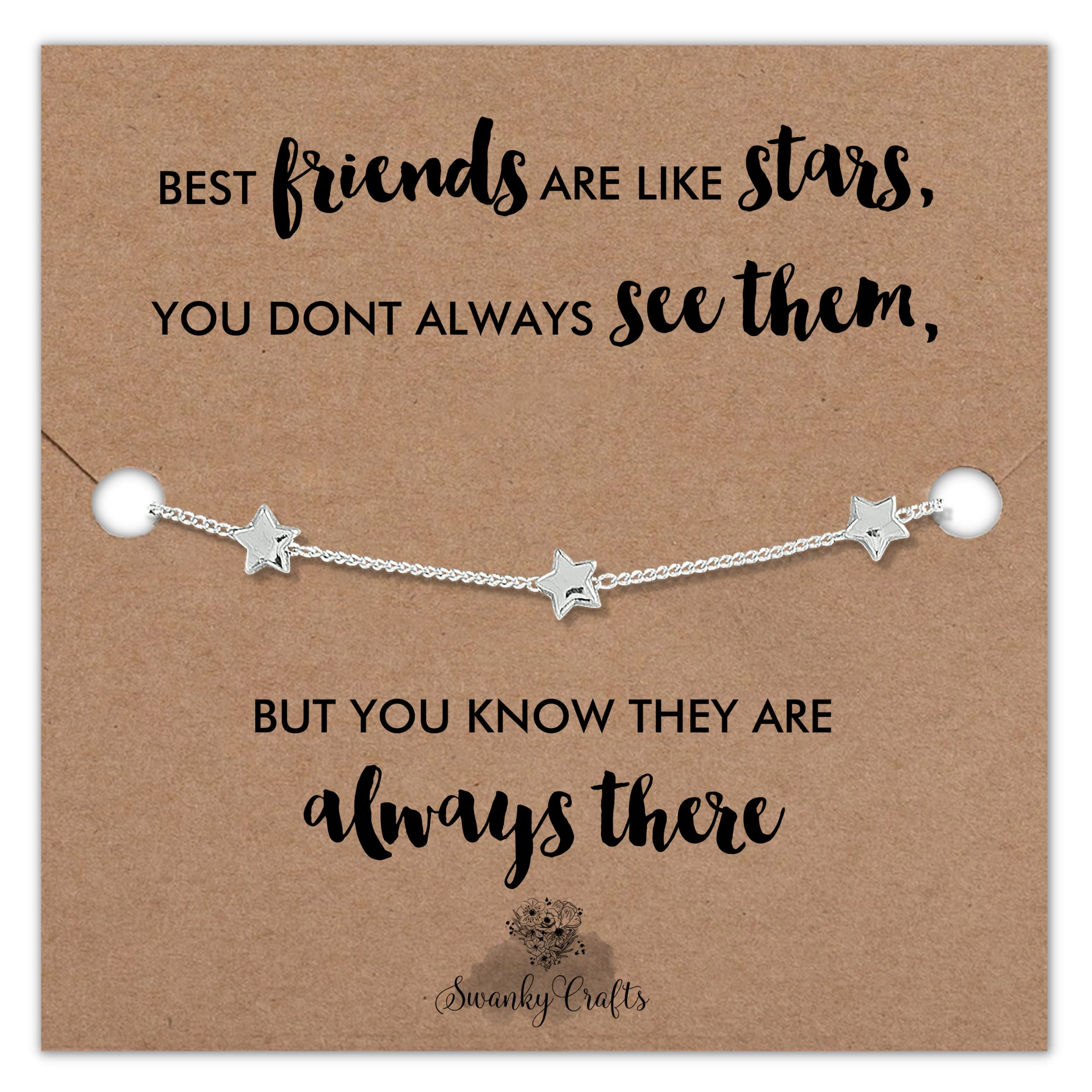 Best Friend Bracelet for Women - Golden Star Friendship Bracelet with Birthday Card, Thoughtful Gifts for Best Friends, Birthday Present for Her - Perfect for Anniversaries, Graduation, Valentine's Day & Special Occasions