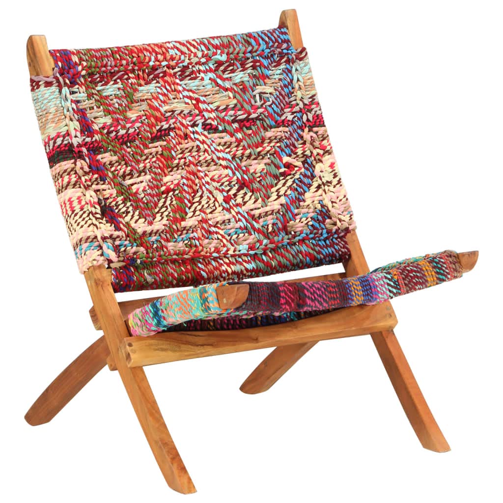 Folding Chindi Chair - Modern Accent Sofa for Living Room & Bedroom | Comfortable Leisure & Relaxing Chair | Studio Furniture with Multicolor Fabric | Perfect for Small Spaces, Patios & Reading Nooks