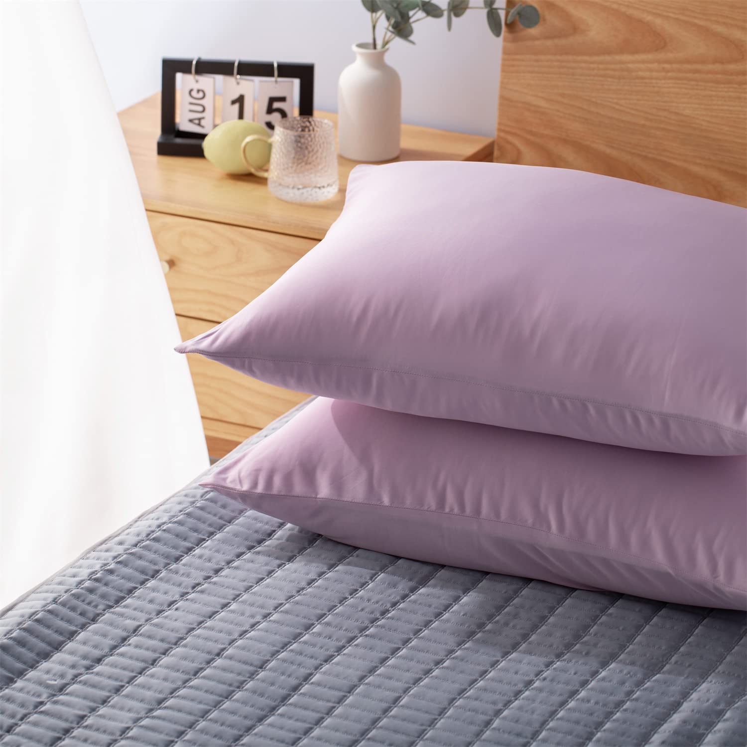 KASENTEX Zippered Pillowcase Set of 2 - 20x26 Standard/Queen for Hair & Skin Care - Home & Travel Use
