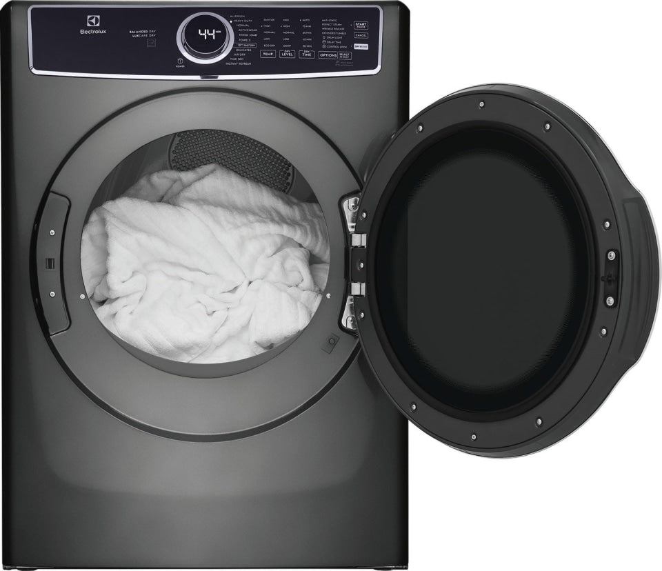 Electrolux 8.0 cu ft 27 Inch Wide Electric Dryer with 15 Minute Fast Dry Option - ELFE763CAT - Perfect for Large Laundry Loads in Homes & Apartments