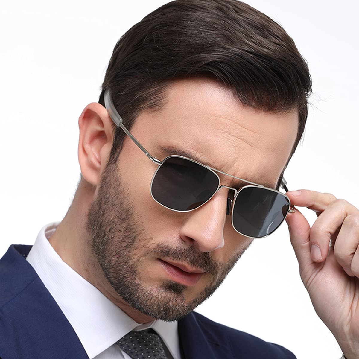 Men's Aviator Sunglasses - Polarized Military Pilot Glasses with Bayonet Temples | UV Protection for Driving, Outdoor Sports & Fashion