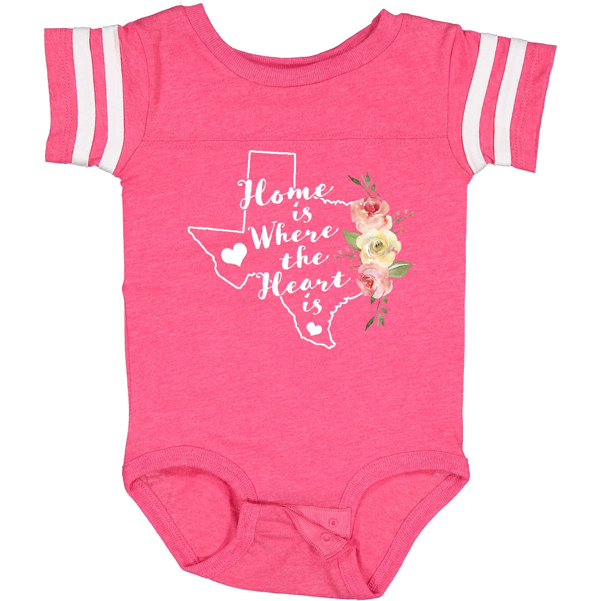 Inktastic Texas Home is Where The Heart is - Watercolor Floral Baby Bodysuit | Soft Cotton Onesie for Newborns & Infants | Perfect for Family Photos, Holidays & Casual Outings