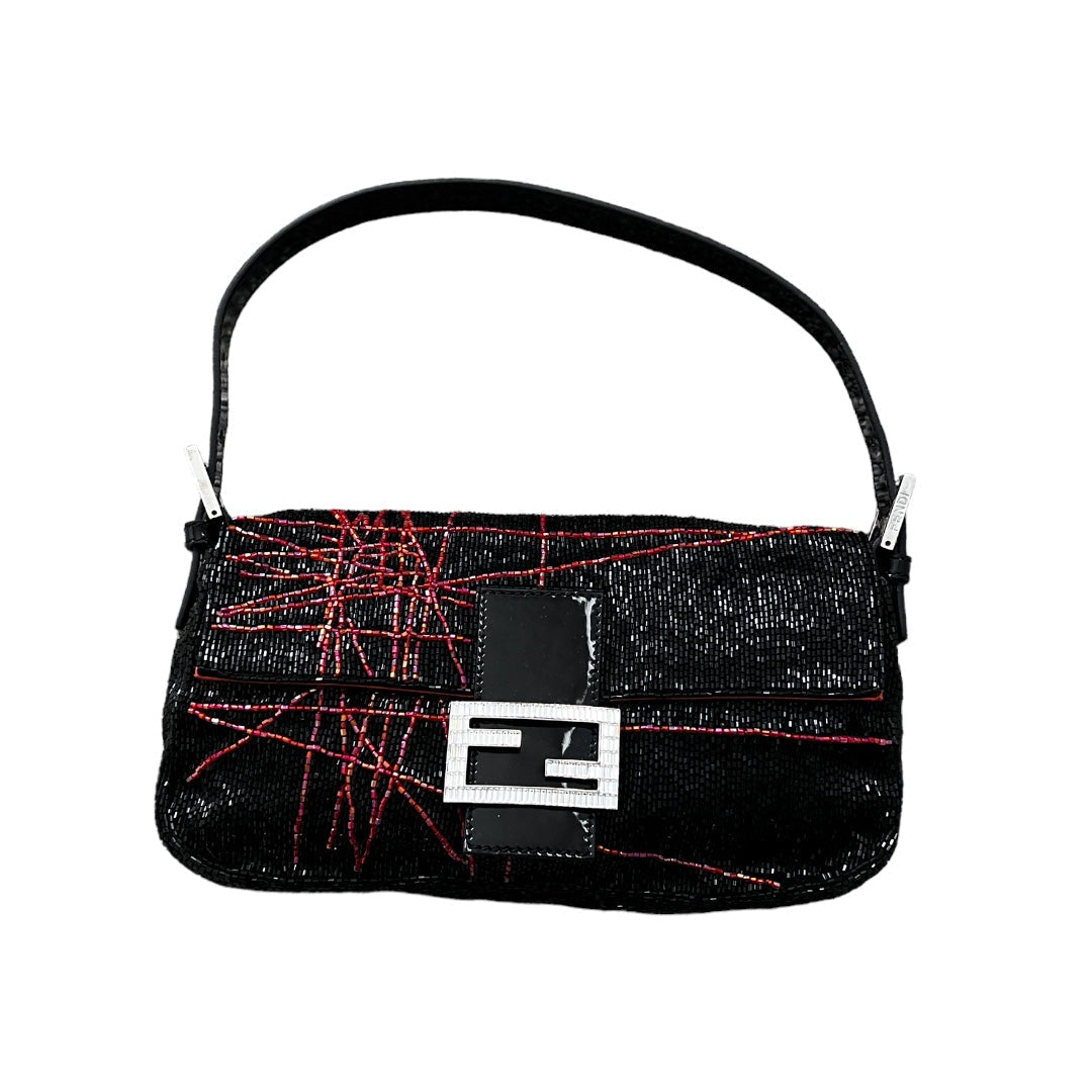 Vintage Black Beaded Baguette Bag - Elegant Retro Clutch for Women - Perfect for Evening Parties, Weddings & Special Occasions