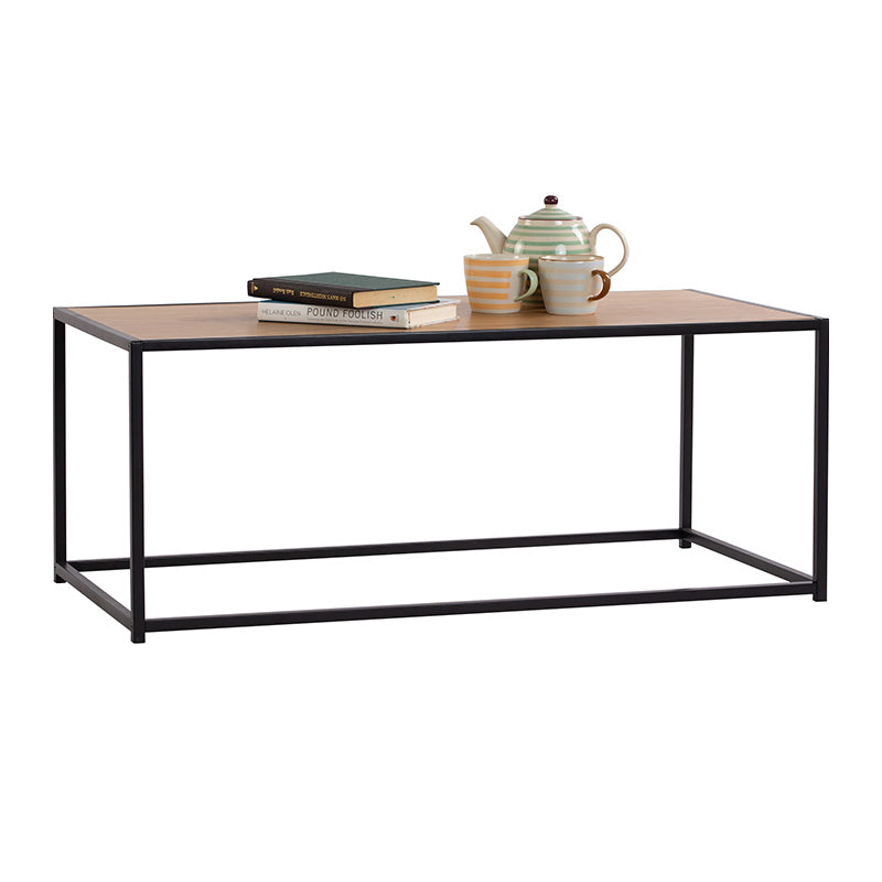 BRADFORD 100cm Coffee Table - Natural & Black Finish Modern Living Room Furniture for Small Spaces & Apartments