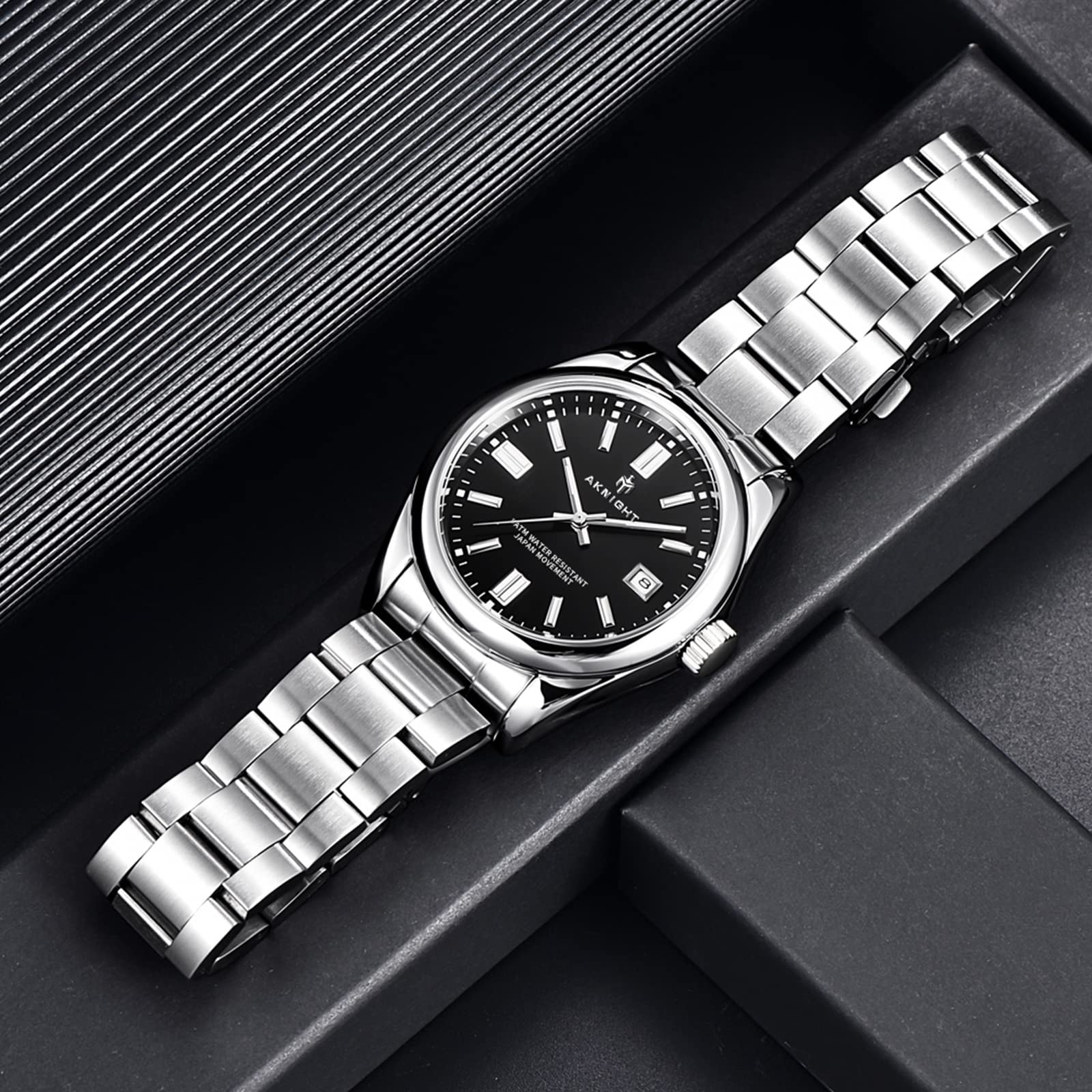 Waterproof Stainless Steel Men's Watch - Analog Chronograph Dress Watch with Luminous Hands | Elegant Fashion Timepiece for Business, Formal Events & Gifts