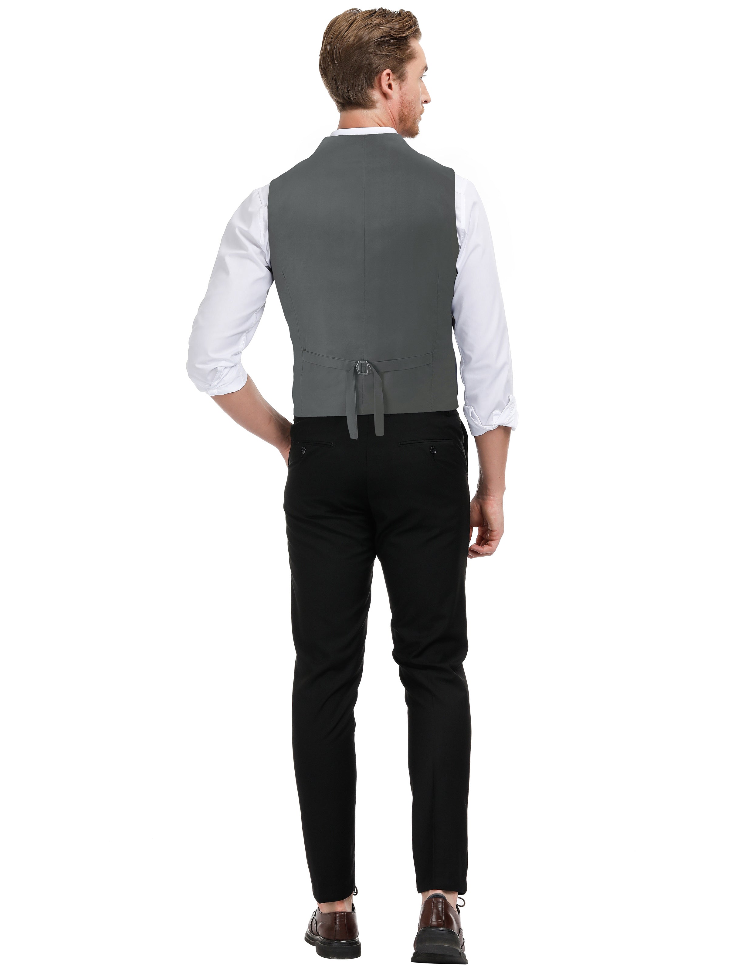 Slim Fit Men's V Neck Single Breasted Waistcoat Vest - Formal & Casual Wear for Weddings, Office & Layering Outfits