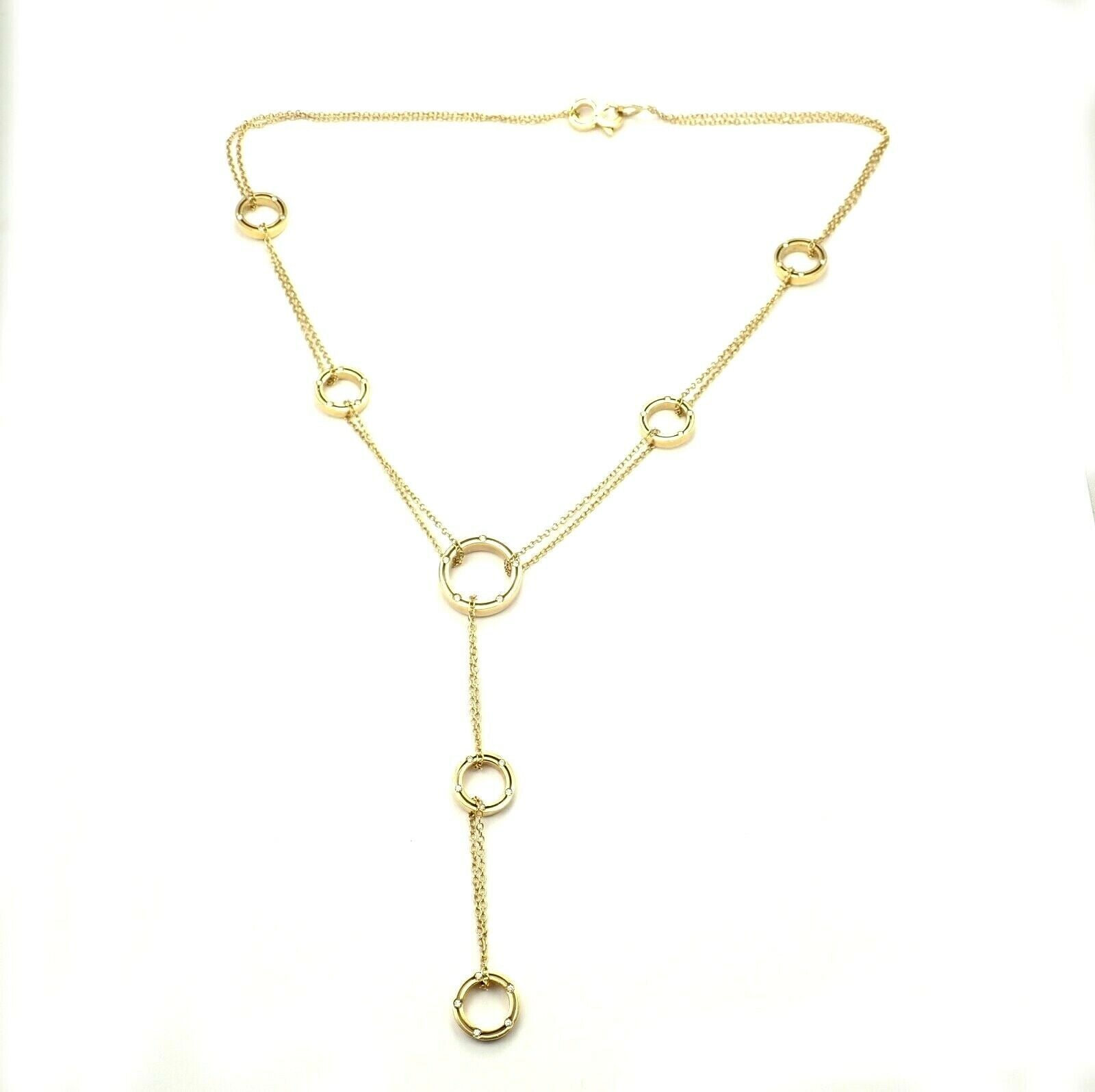 Authentic Damiani 18k Yellow Gold Diamond 7-Station Drop Necklace - Luxury Jewelry Gift for Women, Elegant Party & Evening Wear