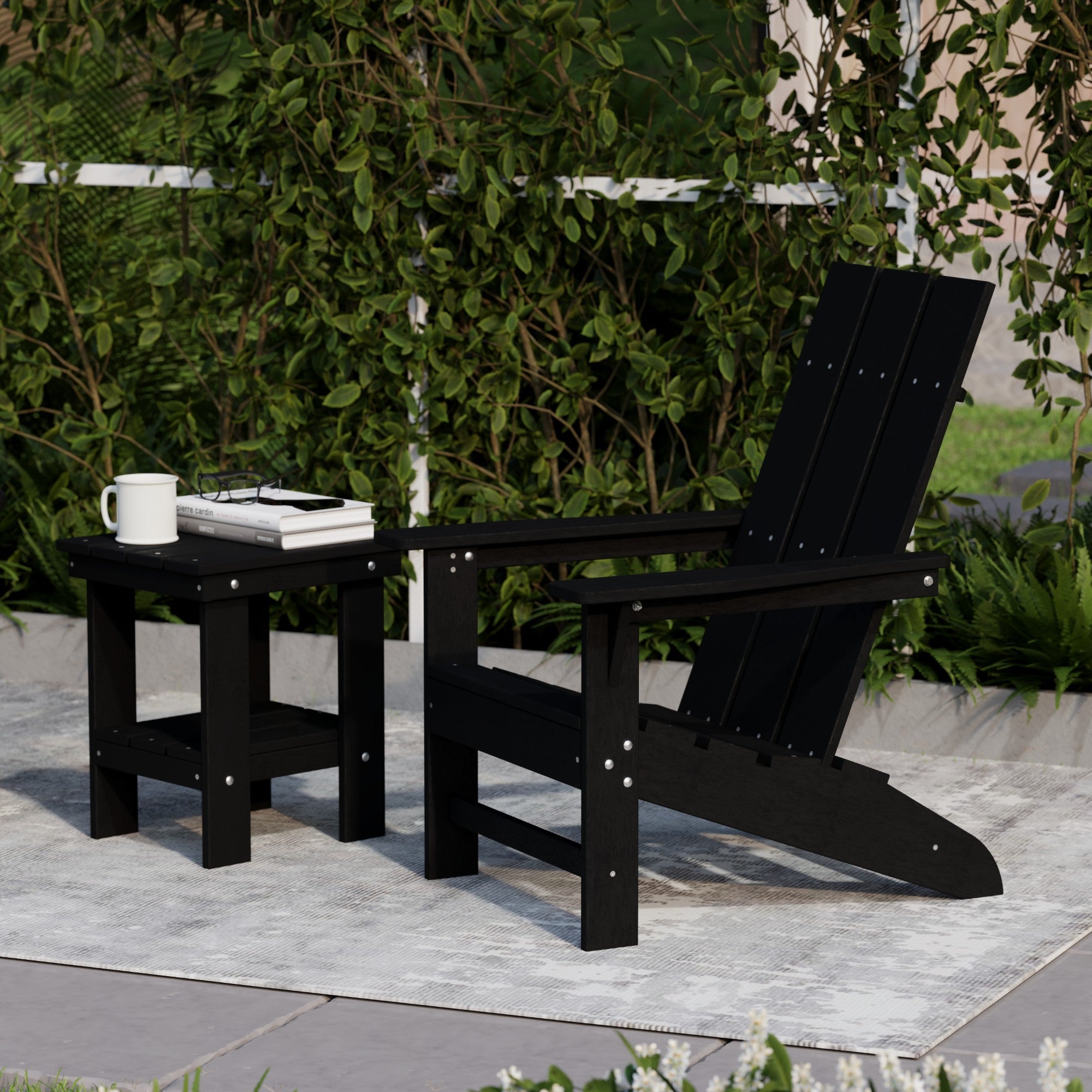 Freedom 3-Piece Modern Adirondack Chair Set with Side Table - Outdoor Patio Furniture for Backyard, Garden & Poolside Relaxation