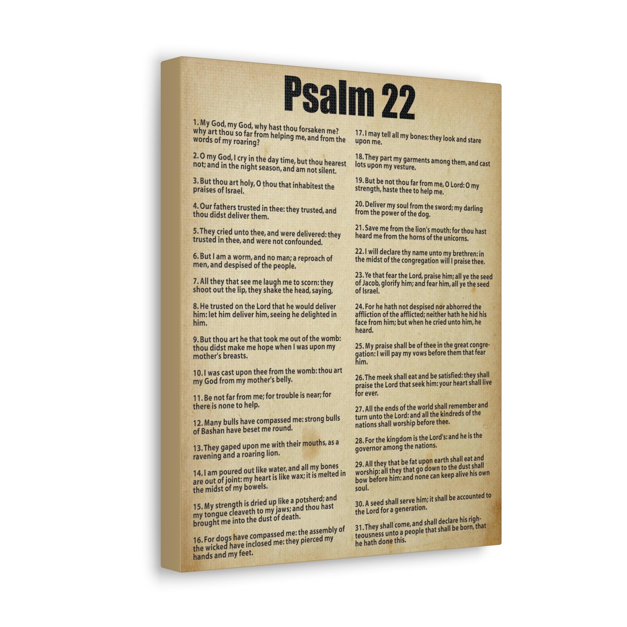 Christian Bible Verse Canvas Art - Psalm 22 Scripture Wall Decor for Home & Church | Express God's Love, Perfect Gift for Weddings, Baptisms & Spiritual Encouragement