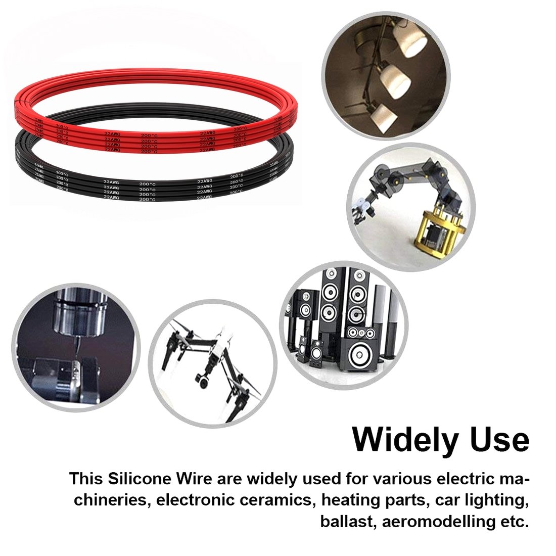 22 AWG Silicone Electrical Wire - 20 Feet (10ft Black + 10ft Red) Flexible Tinned Copper Wire for Fast Soldering - Ideal for DIY Electronics, RC Models, and Automotive Wiring Projects