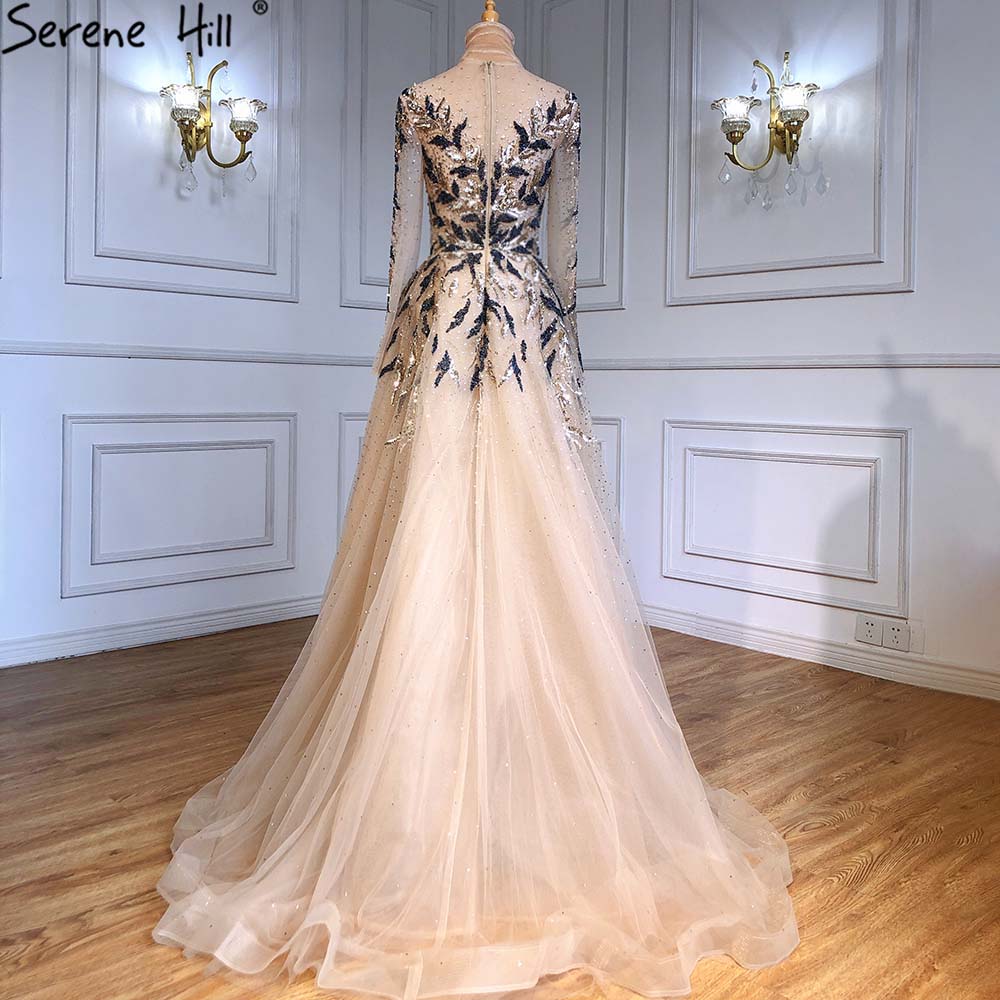 Serene Hill Gold Muslim Luxury Evening Dresses for Women - 2025 A-Line Beaded Sparkle Gowns for Parties & Special Occasions | LA71387 | Perfect for Weddings, Galas & Formal Events