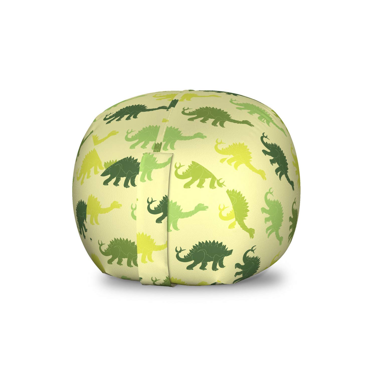 Ambesonne Dinosaur Toy Storage Bag Chair - Stegosaurus Pattern in Green Shades, Washable Stuffed Animal Organizer, Small Multicolor Kids Room Decor for Bedroom & Playroom Organization