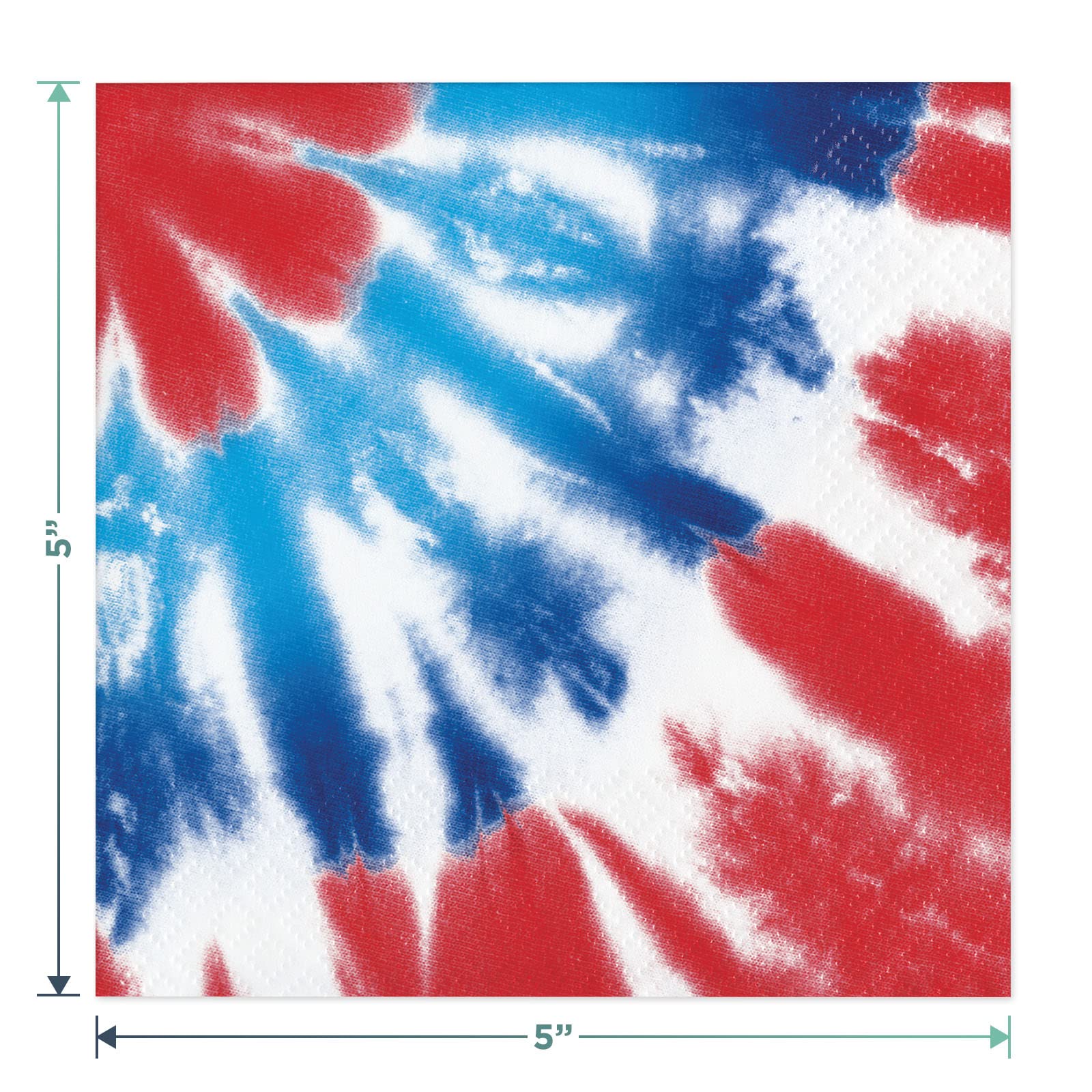 Patriotic Tie Dye Red White Blue USA Party Supplies Set - 16-Piece Dessert Plates, Beverage Napkins, Cups, Forks & Table Cover for 4th of July, Memorial Day & Independence Day Celebrations