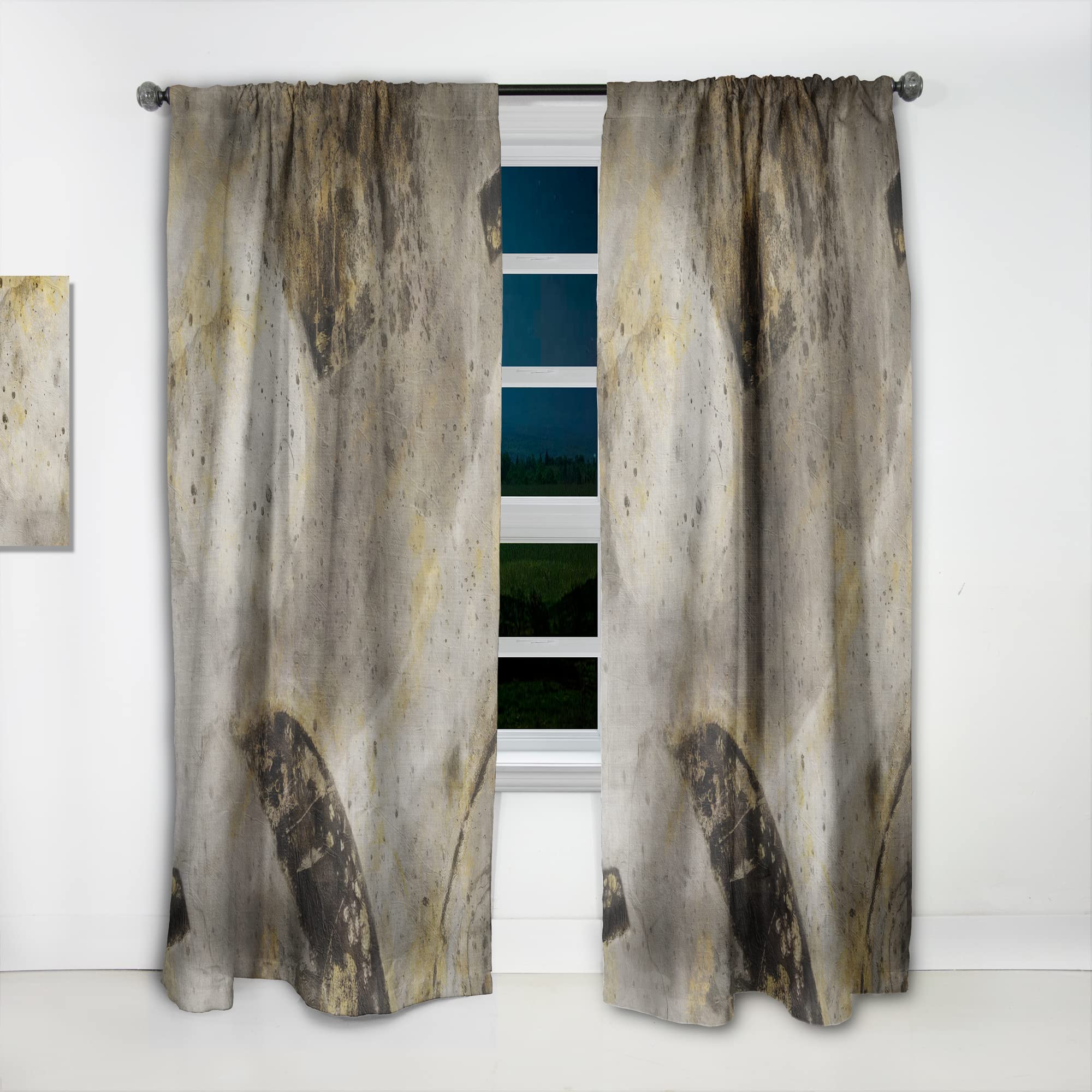 DesignQ Glam Gold Desert Neutral Thermal Insulated Curtains - Single Panel 52x90 Inches - Elegant Window Drapes for Bedroom & Living Room - Perfect for Home Decor, Light Control & Energy Saving