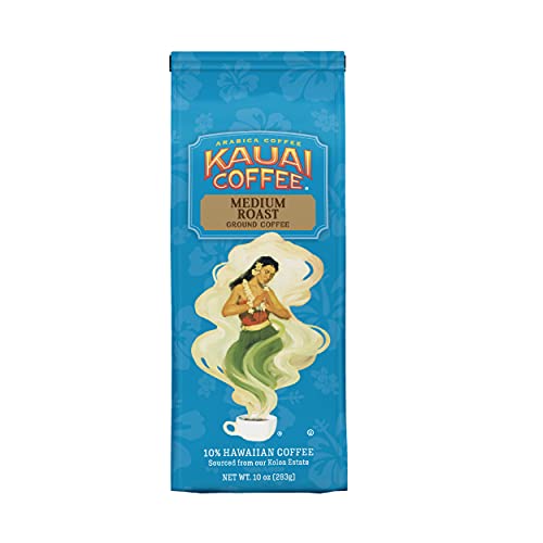 Premium Kauai Hawaiian Ground Coffee - Koloa Estate Medium Roast 10oz | 100% Arabica Gourmet Coffee from Hawaii's Largest Grower | Rich, Bold Flavor for Breakfast, Office or Gift Giving
