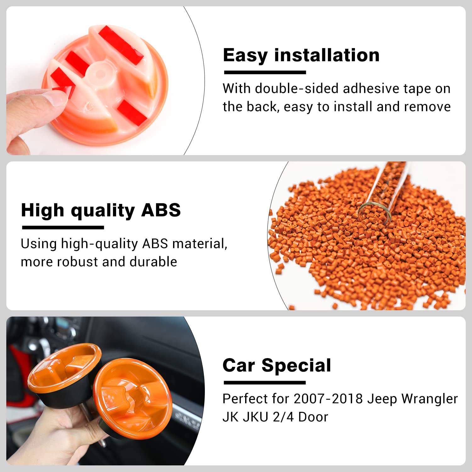 2007-2018 Jeep Wrangler JK JKU Roof Top Mounting Knob Screw Cover - Interior Accessories & Decoration (Orange) - Perfect for Off-Roading & Customization Upgrades