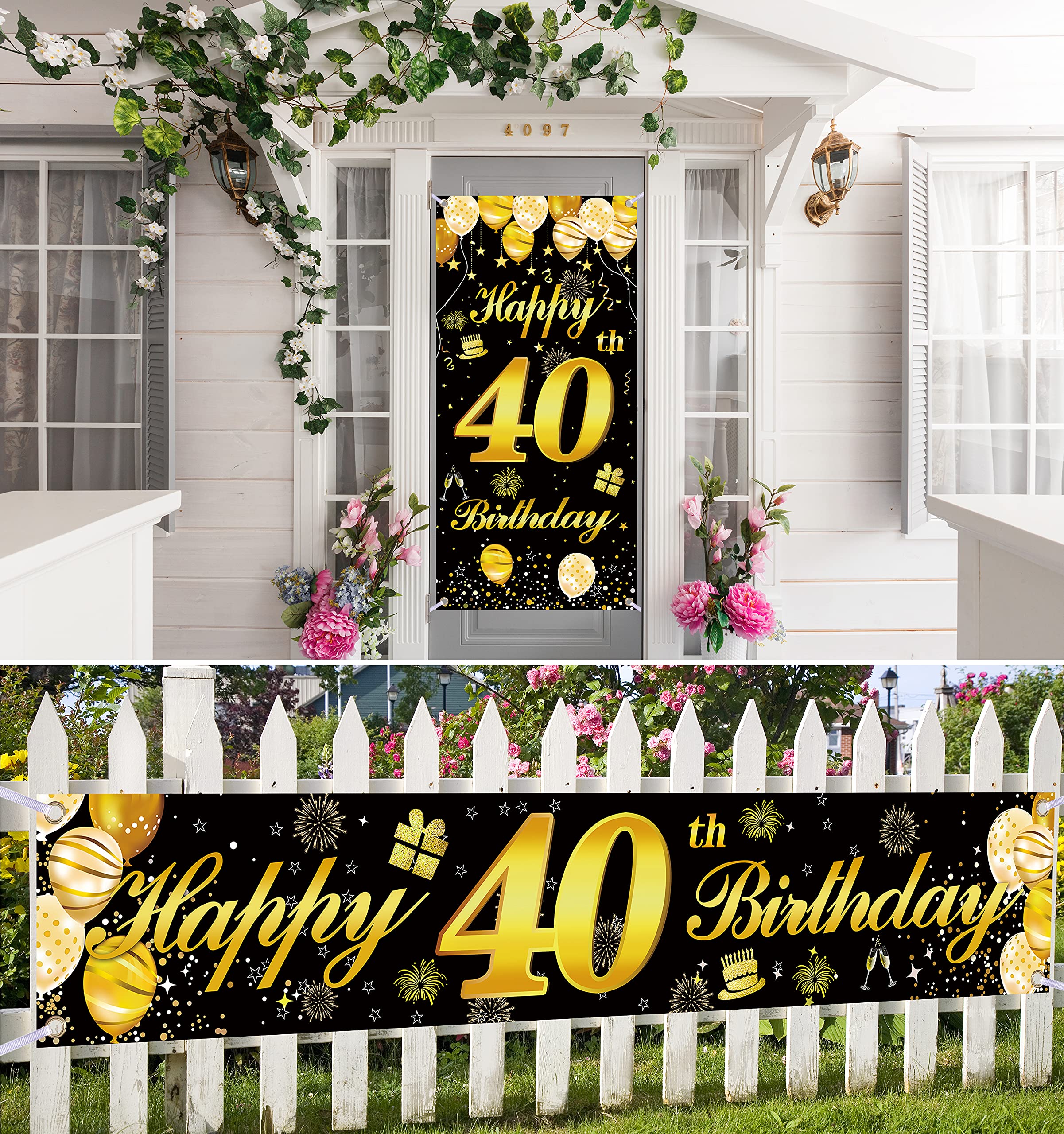 40th Happy Birthday Banner for Men - Large Door Decorations & Party Backdrop - Perfect for Birthday Celebrations, Milestone Parties & Home Decor