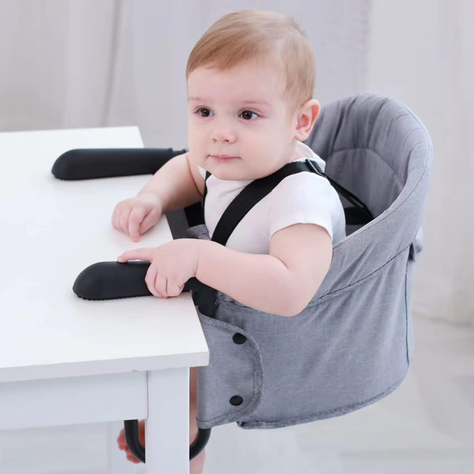 Hook On High Chair for Babies - Portable Clip On Feeding Seat with Fold-Flat Storage, Heavy Duty Design for Home & Travel - Perfect for Dining, Outdoor Picnics, and Restaurant Use
