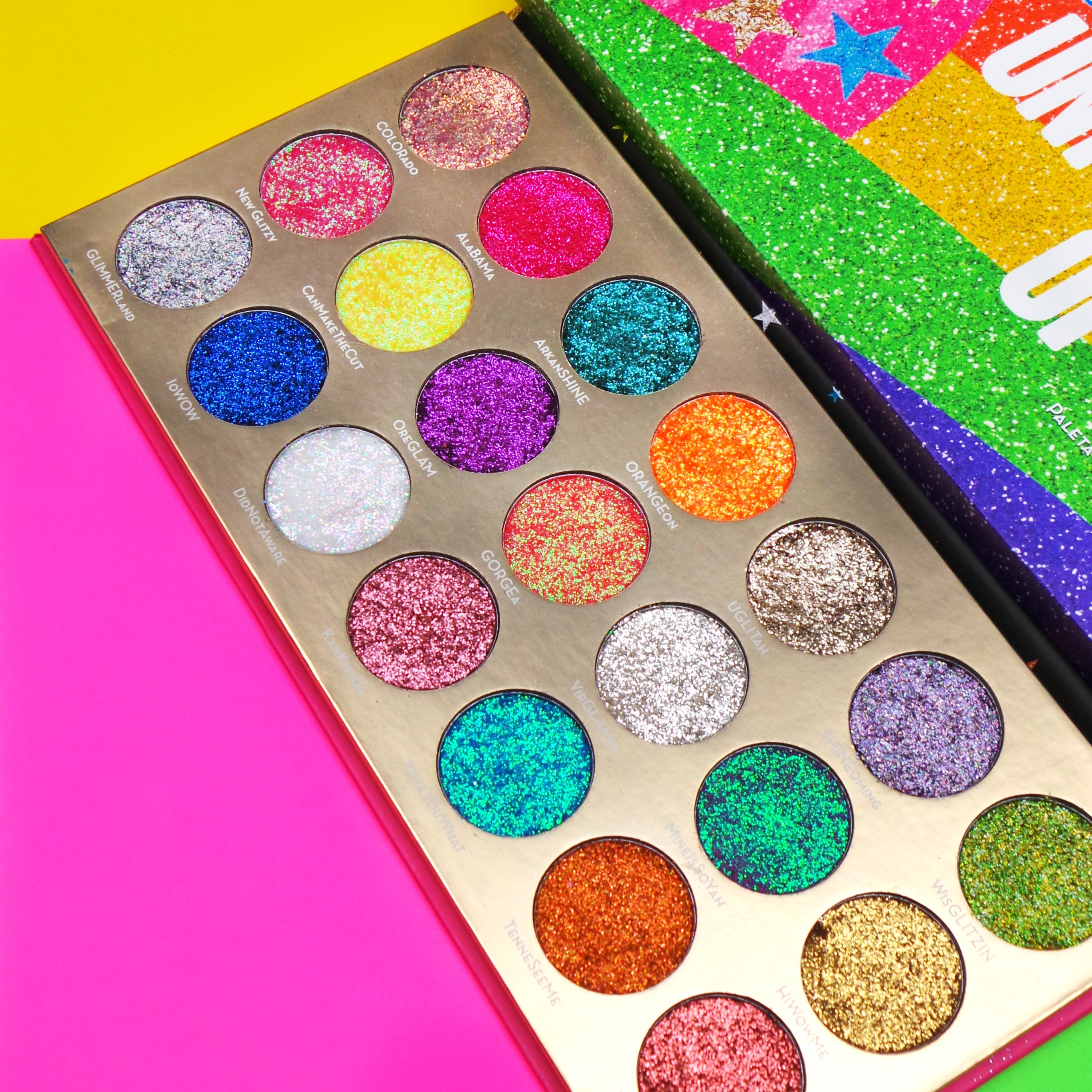 12pcs United Shades of Glitter Pressed Glitter Palette Set - Professional Makeup Kit for Eyeshadow, Face & Body Art - Perfect for Parties, Halloween & Cosplay