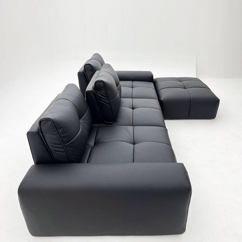 Minimalist Solid Color Ink Upholstered 3-Seater Sofa Couch - Modern Living Room Furniture for Small Spaces & Apartments