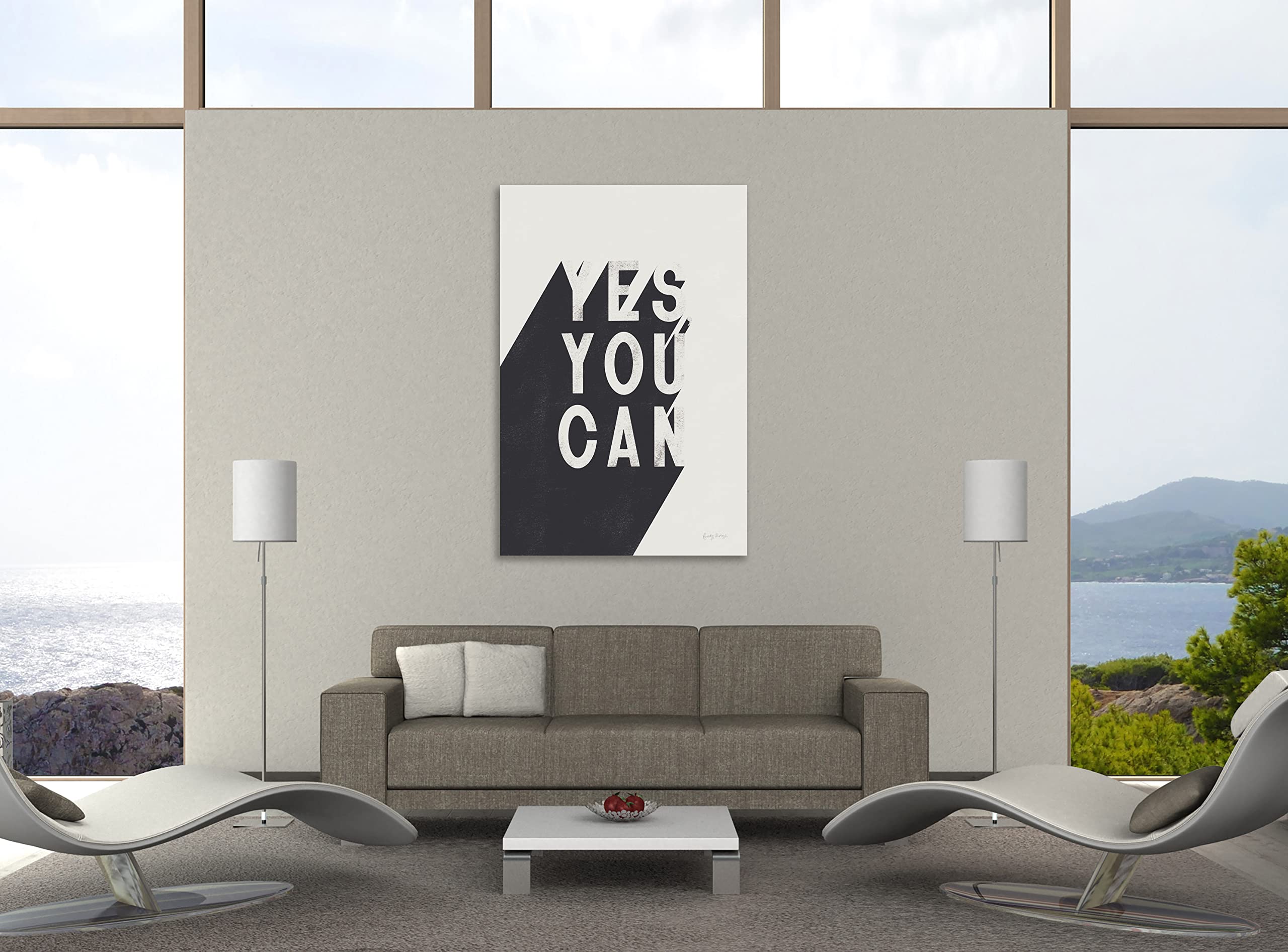 Jaxson Rea 'Yes You Can' Black & White Gallery Wrapped Canvas Art by Becky Thorns - 16x24 Inches - Modern Home & Office Wall Decor for Living Room, Bedroom or Workspace