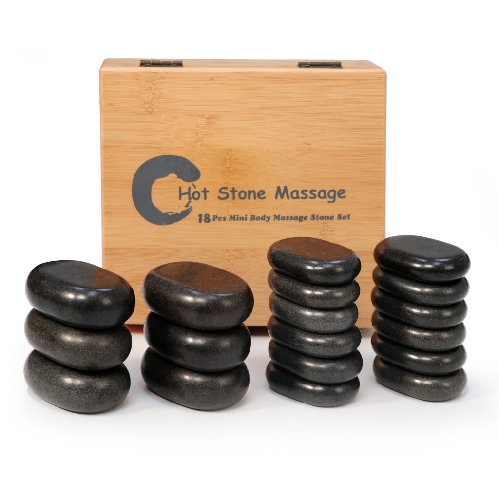 Professional 18-Piece Hot Stone Massage Kit with Basalt Rocks for Spa, Pain Relief & Relaxation - Perfect for Home & Professional Use, Healing Therapy & Stress Relief