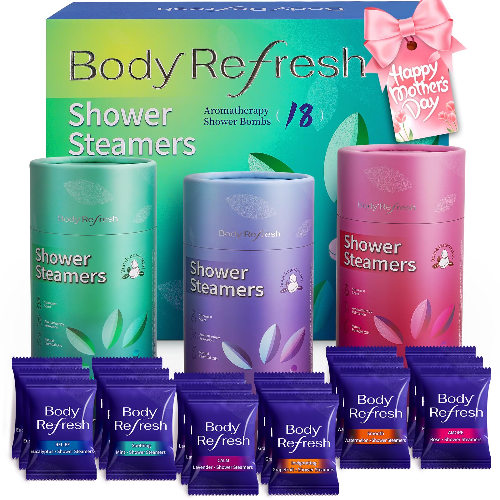 18 Pack Shower Steamers Aromatherapy with Essential Oils - Self Care Gifts for Women, Mom, Wife - Perfect Birthday, Mother's Day, Graduation Gifts for Her & Him - Relaxing Spa Experience at Home