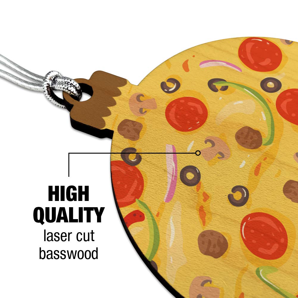 Pepperoni Pizza Christmas Ornament - Wooden Holiday Tree Decoration with Olives & Onions | Perfect for Kitchen Decor, Christmas Tree Topper & Food Lover Gifts