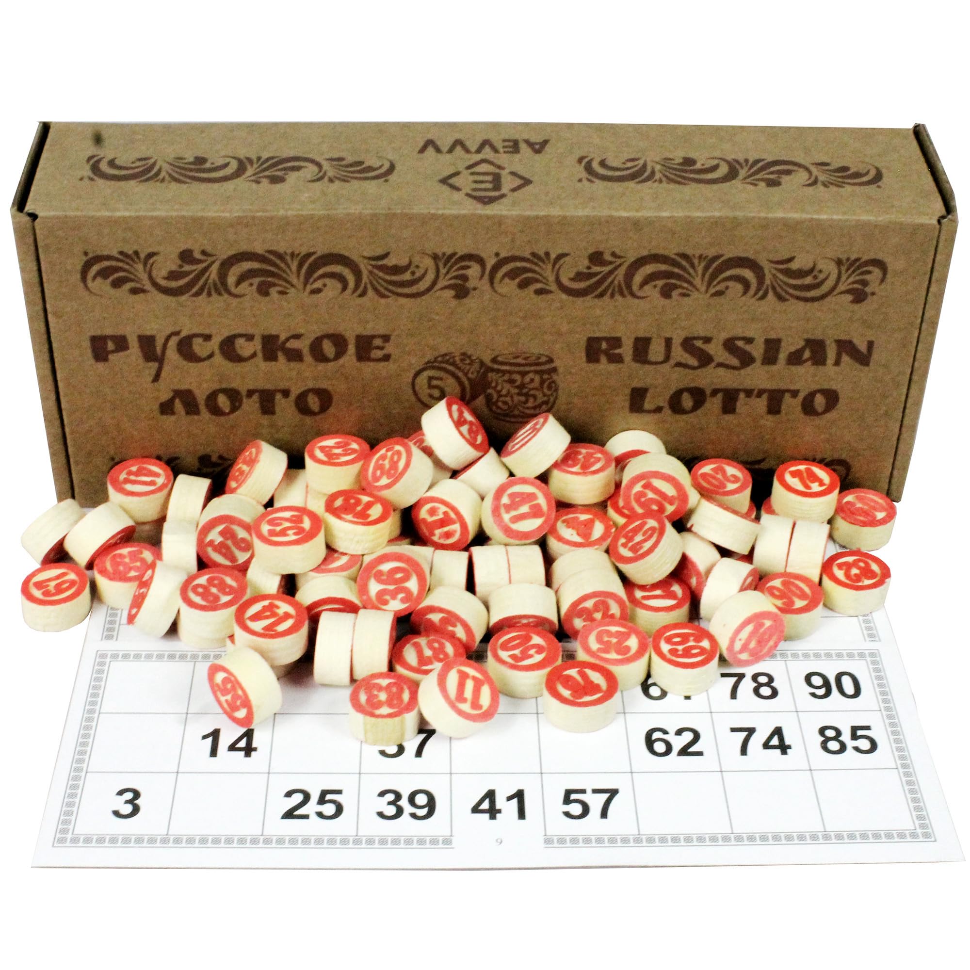 Russian Lotto Game Set - Traditional Wooden Bingo Board Game for Family & Friends | Perfect for Parties, Game Nights & Cultural Learning Activities